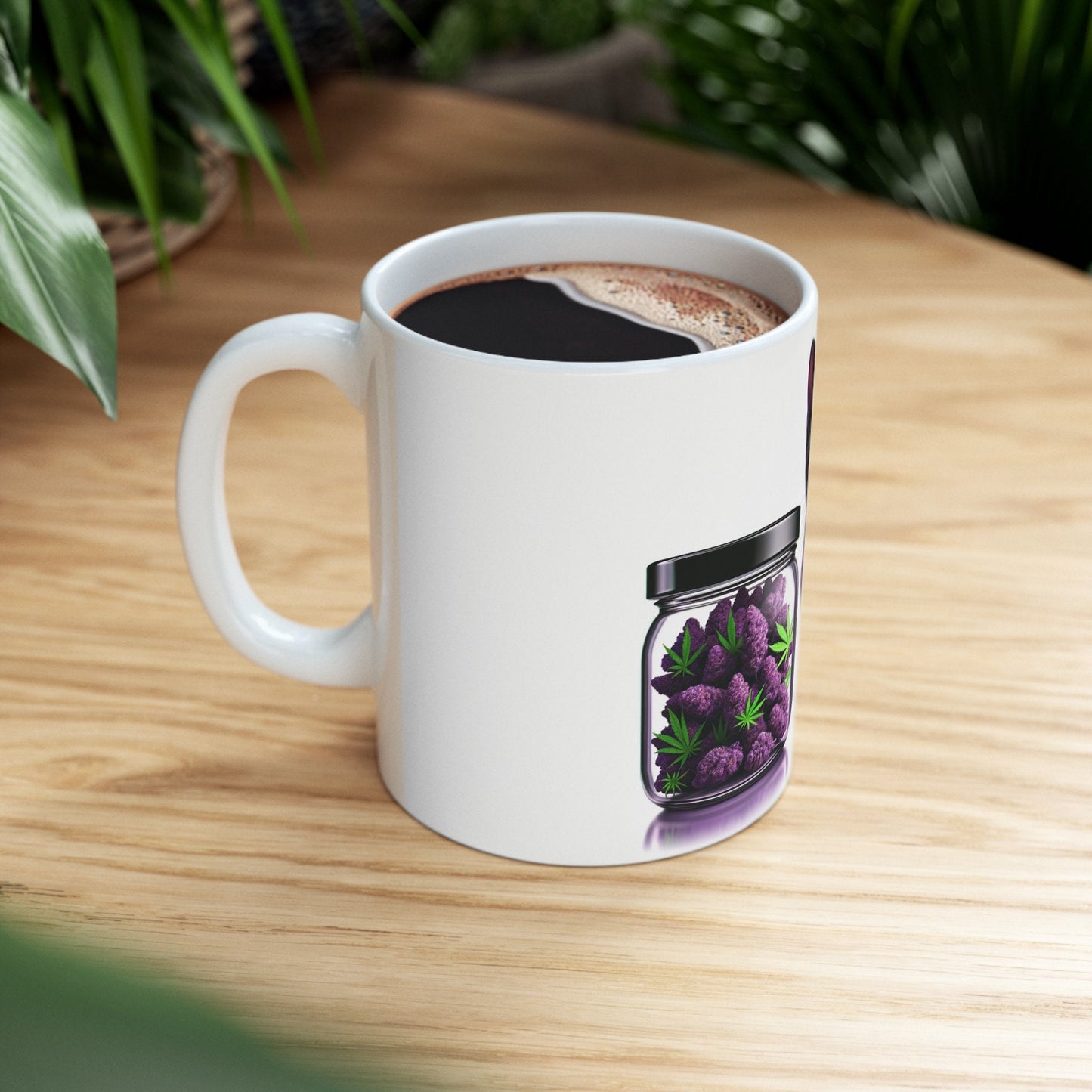 BLACK Cat WEED Jar - Weed Coffee Mug (11oz)