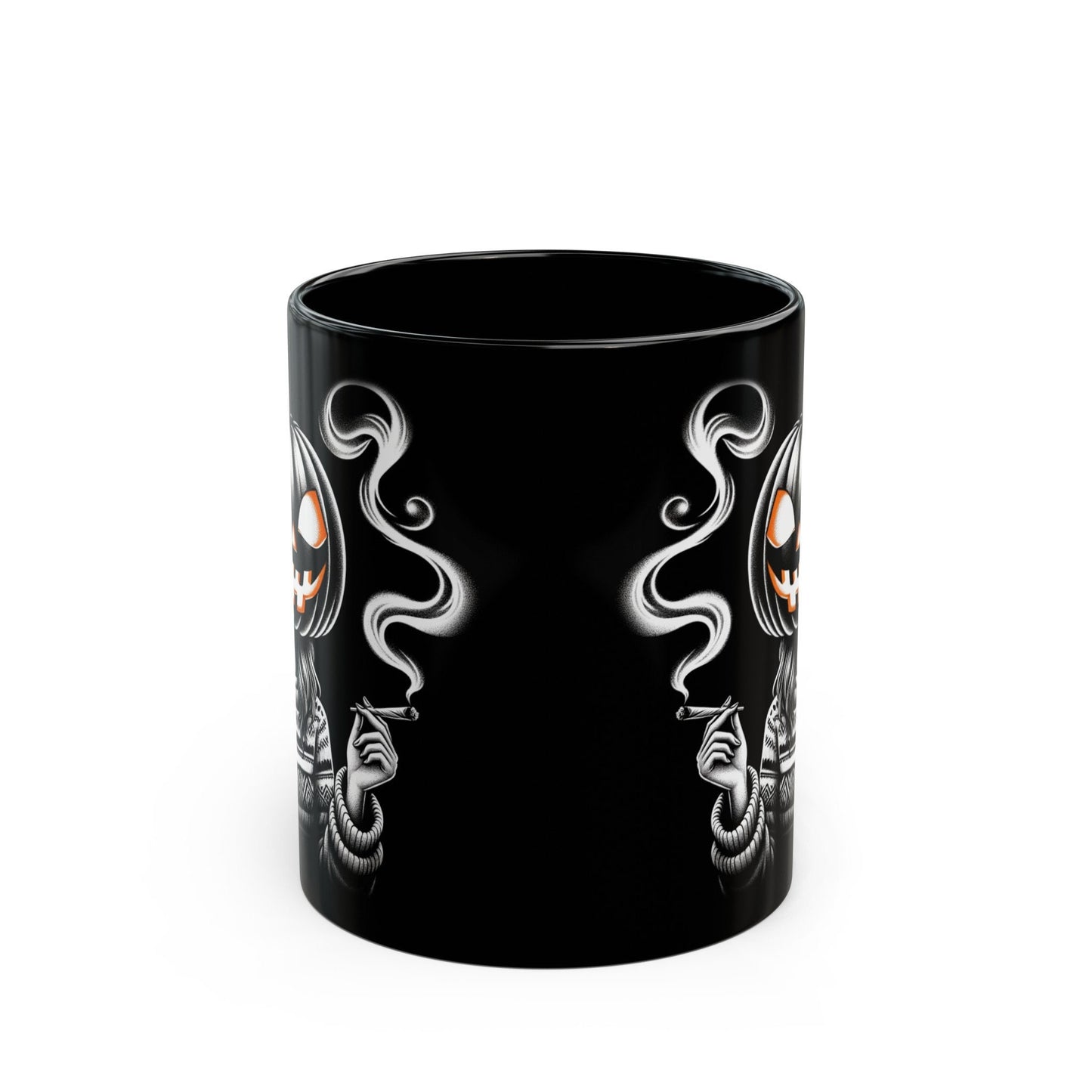 STONER PUMPKIN GIRL - WEED Coffee Mugs (11oz) BLACK, Dual Sided