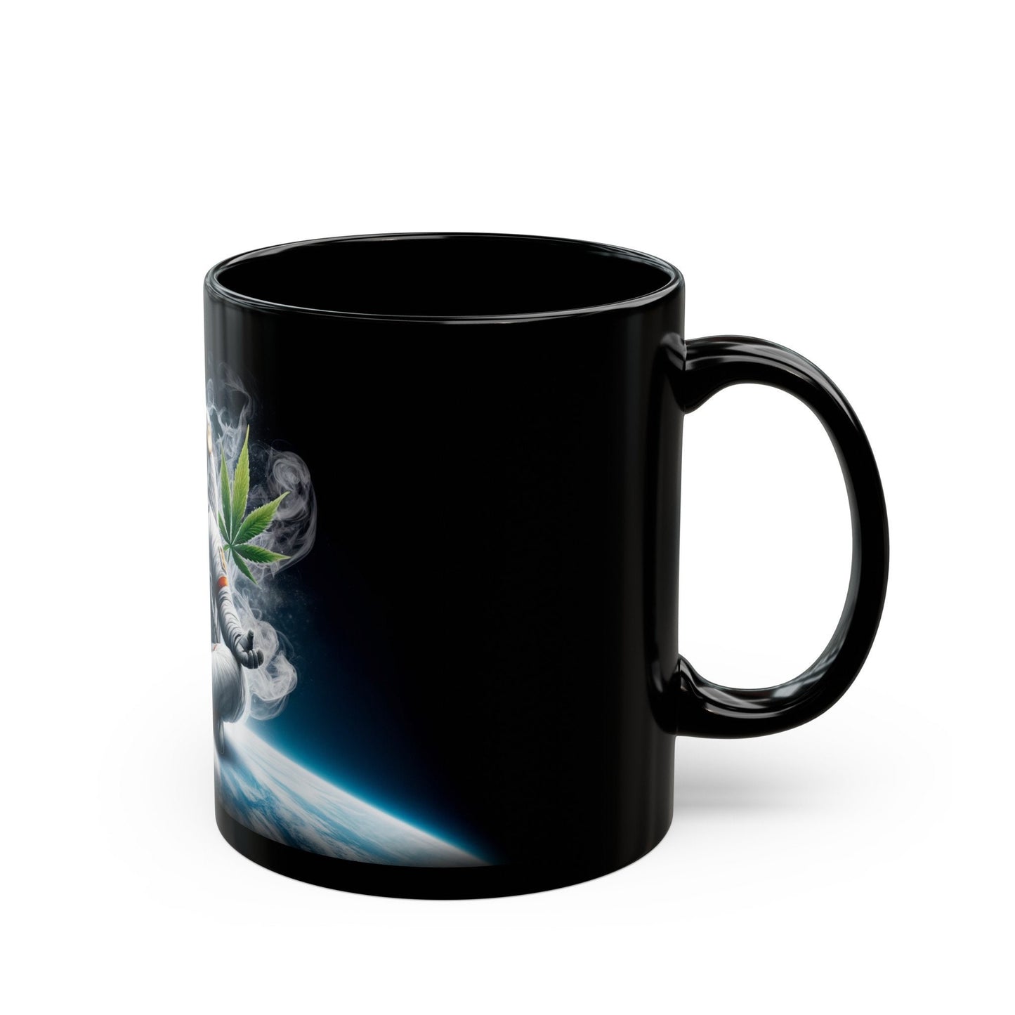 MEDITATING ASTRONAUT - Weed Coffee Mug (11oz) BLACK