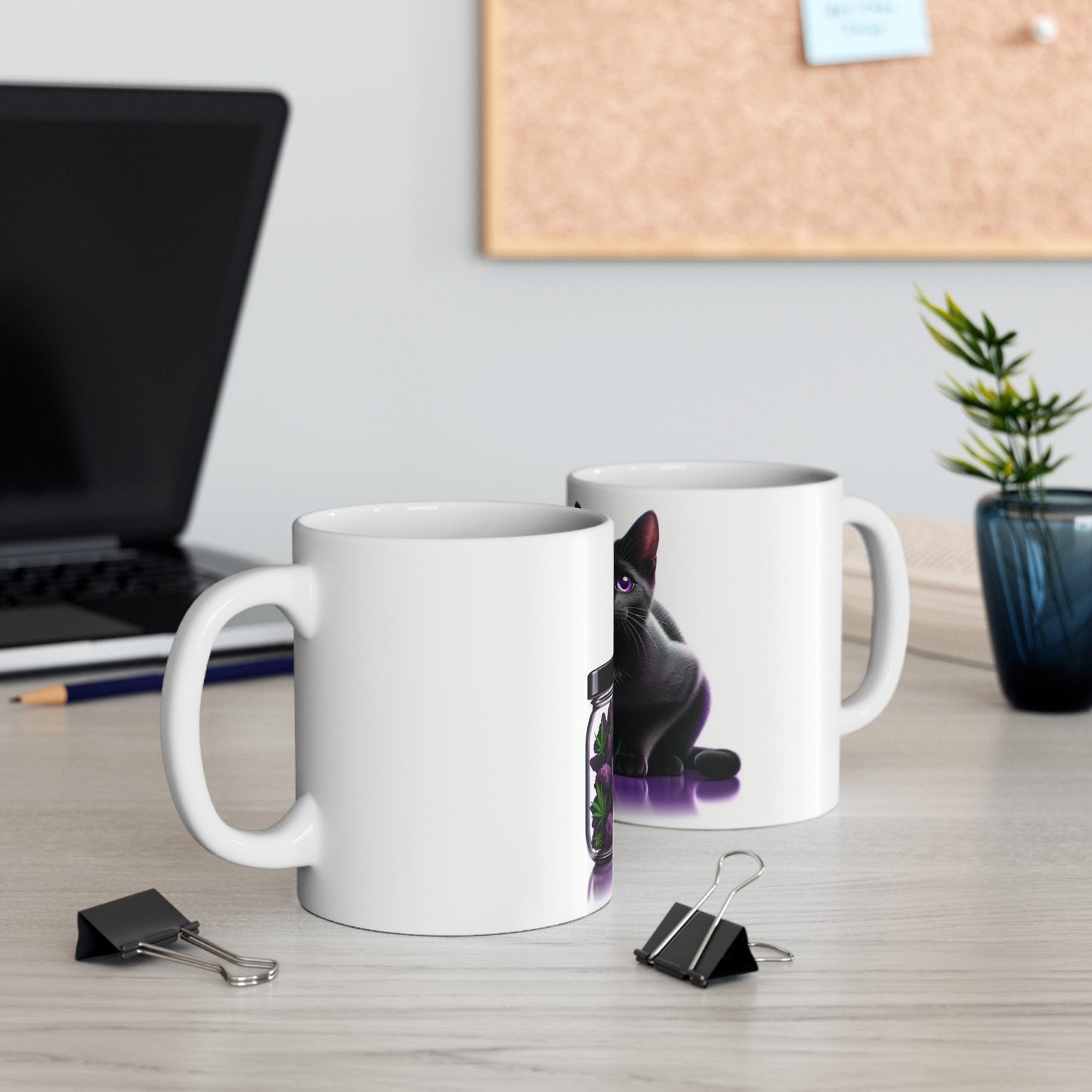 BLACK Cat WEED Jar - Weed Coffee Mug (11oz)