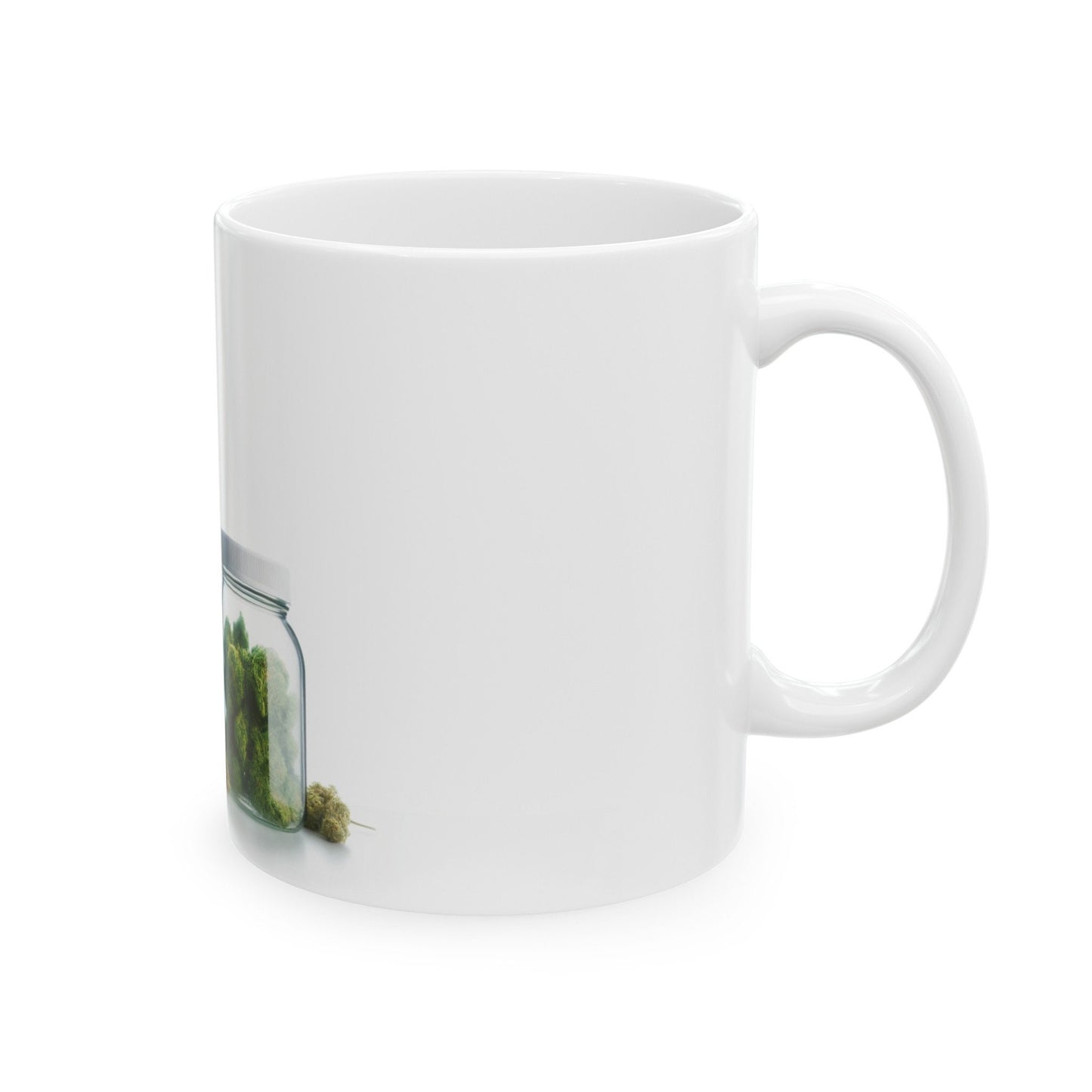 WHITE Cat WEED Jar - Weed Coffee Mug (11oz)