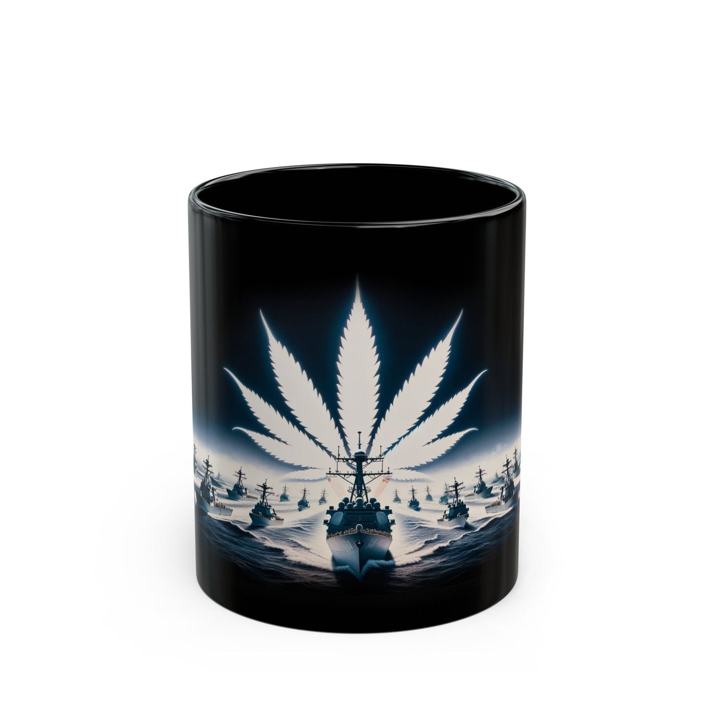 NAVY WEED MUG - Weed Coffee Mug (11oz) BLACK