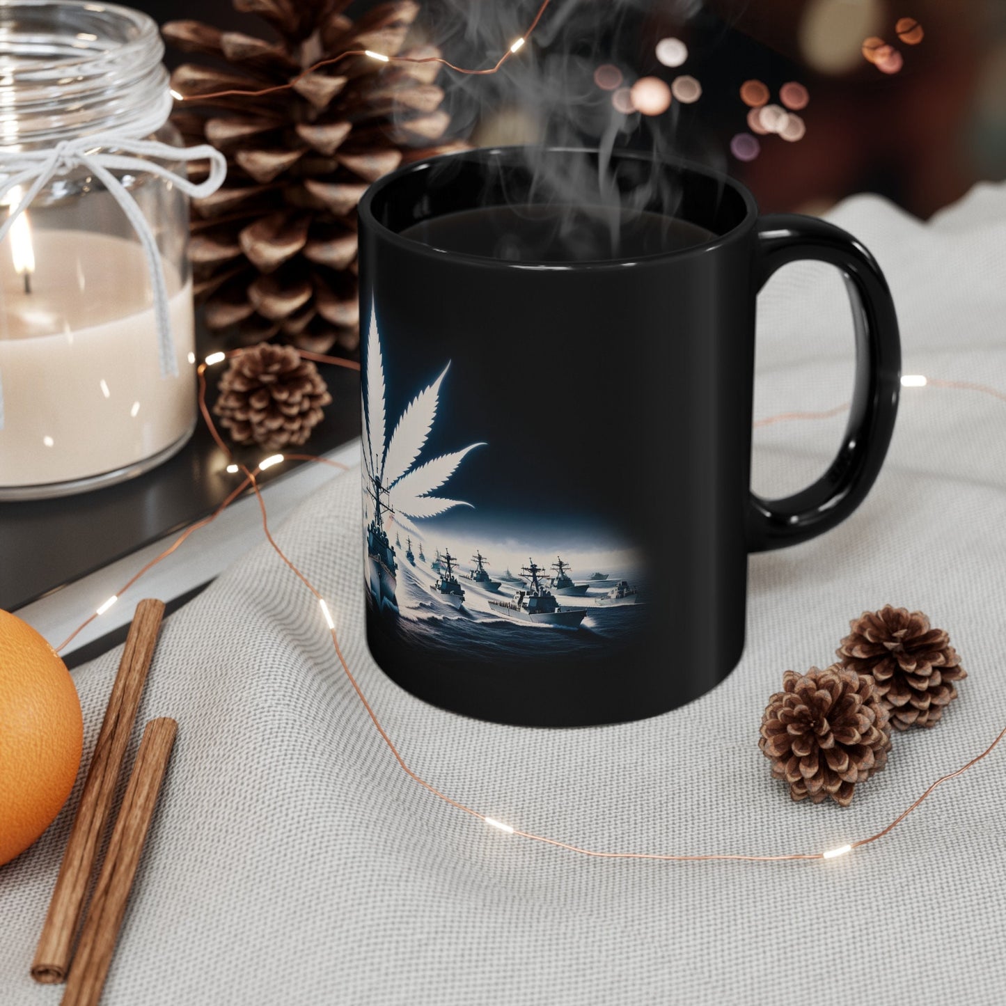 NAVY WEED MUG - Weed Coffee Mug (11oz) BLACK