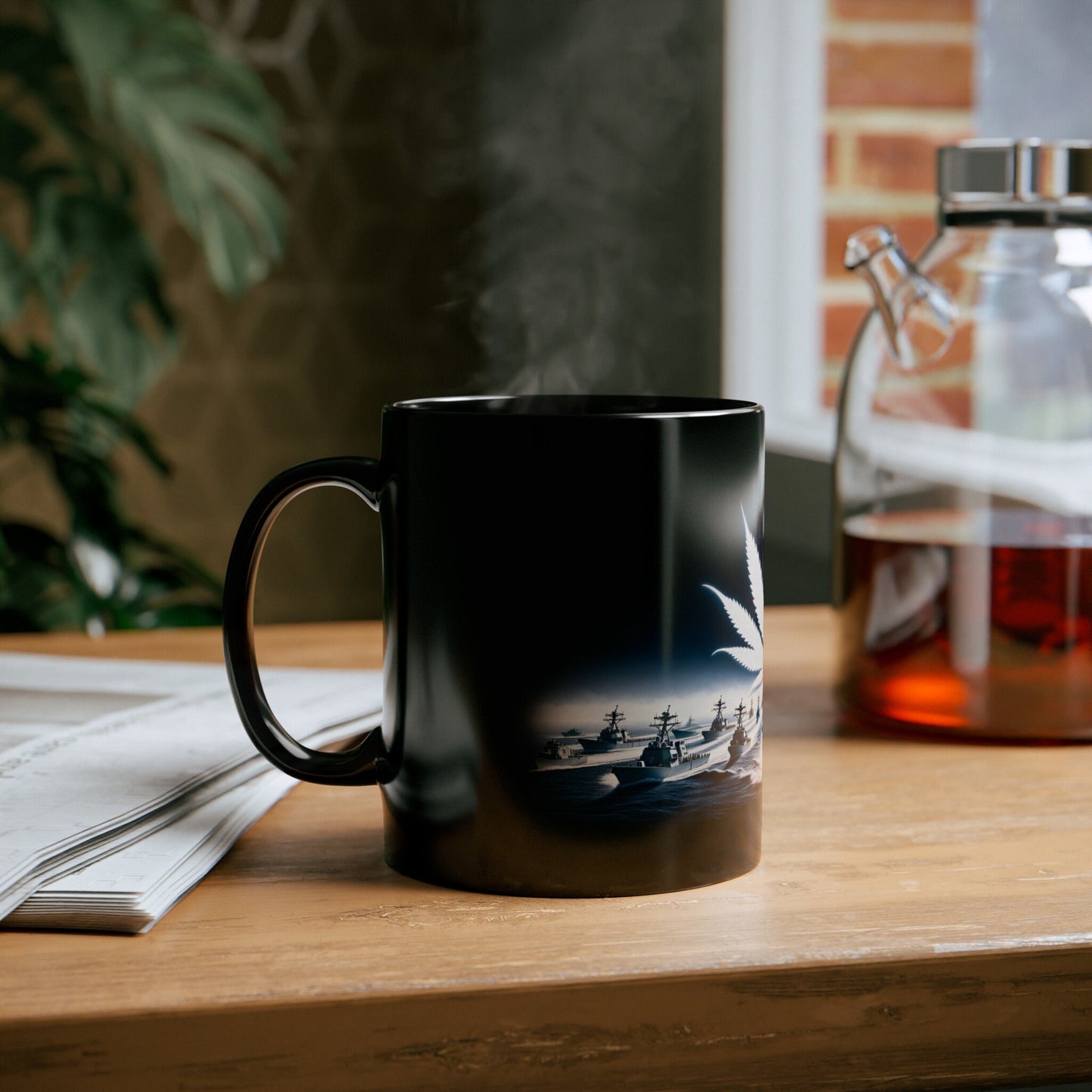 NAVY WEED MUG - Weed Coffee Mug (11oz) BLACK