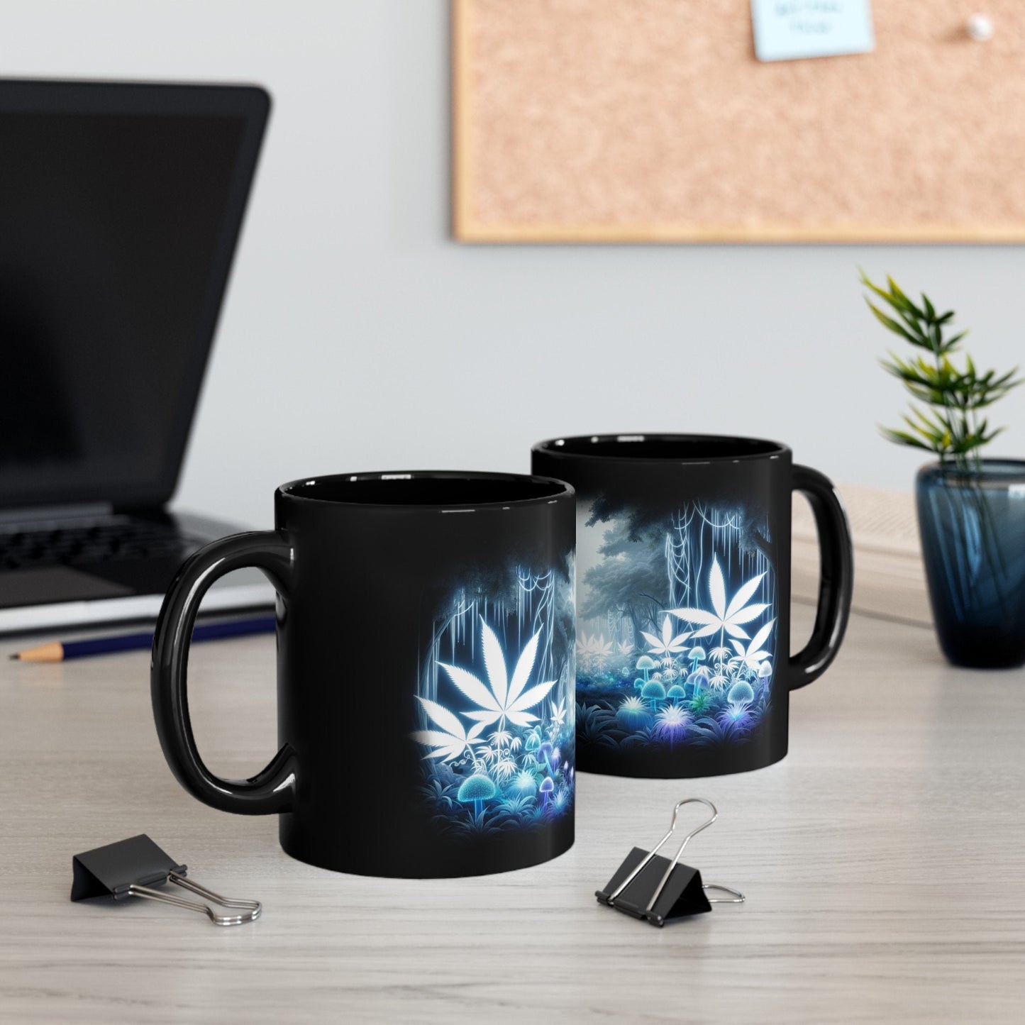 WEED SHROOM FOREST - 420 Shroom Coffee Mug (11oz) BLACK
