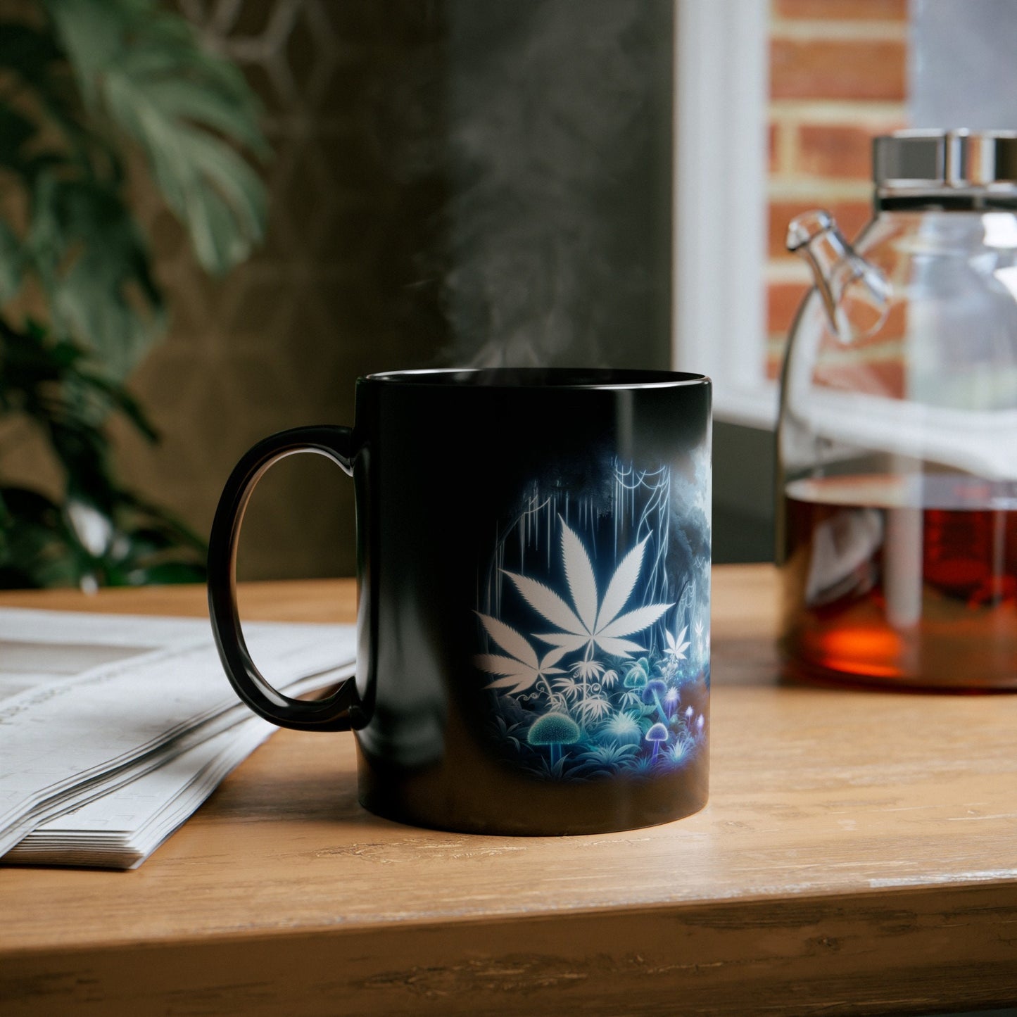 WEED SHROOM FOREST - 420 Shroom Coffee Mug (11oz) BLACK