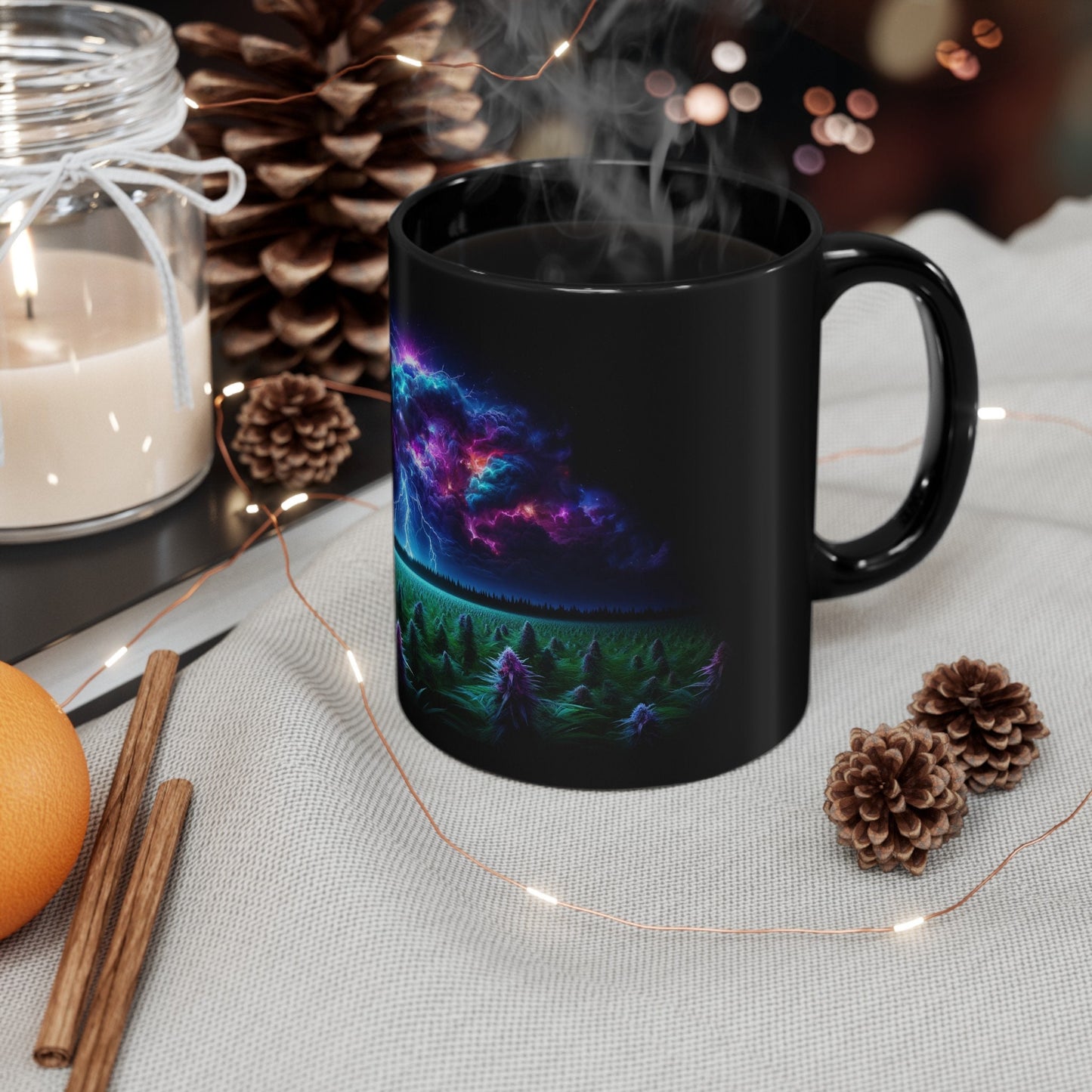 COSMIC WEED FIELD - Weed Coffee Mug (11oz) BLACK