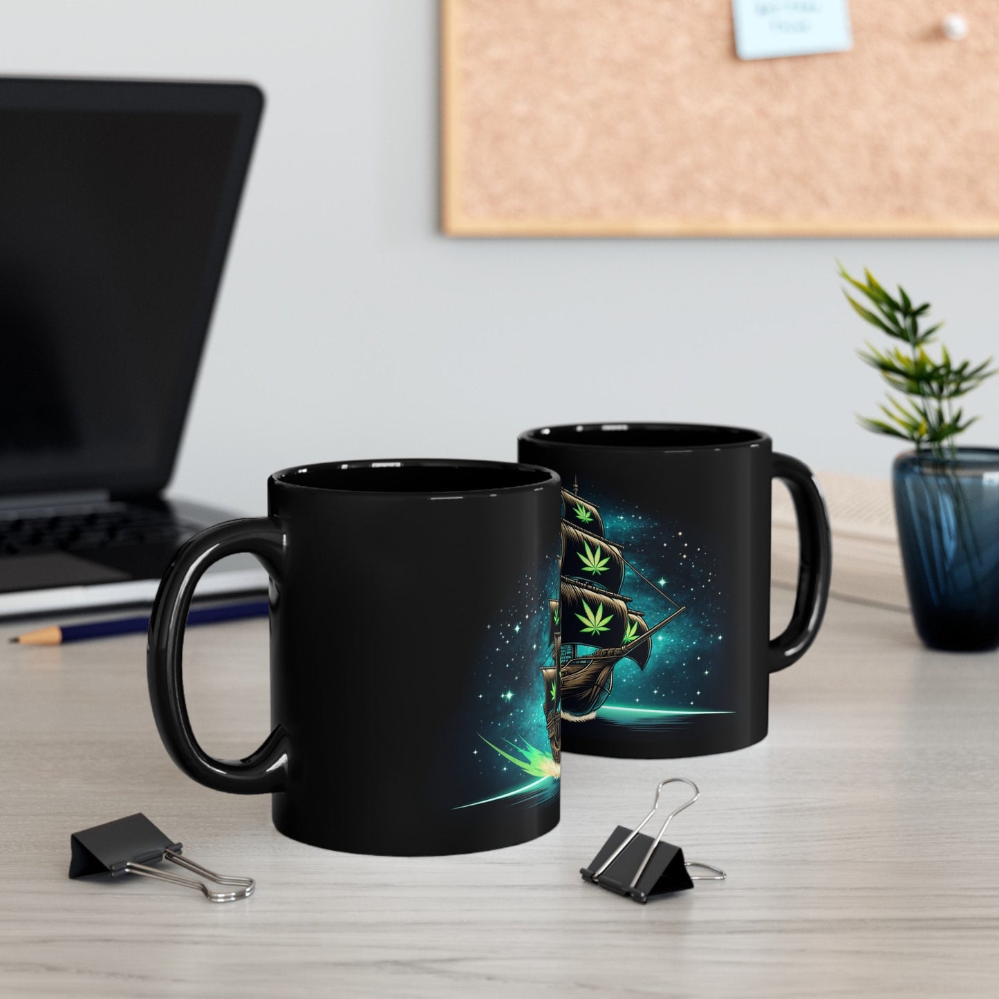 420 SPACE PIRATE - Weed Coffee Mug (11oz) BLACK