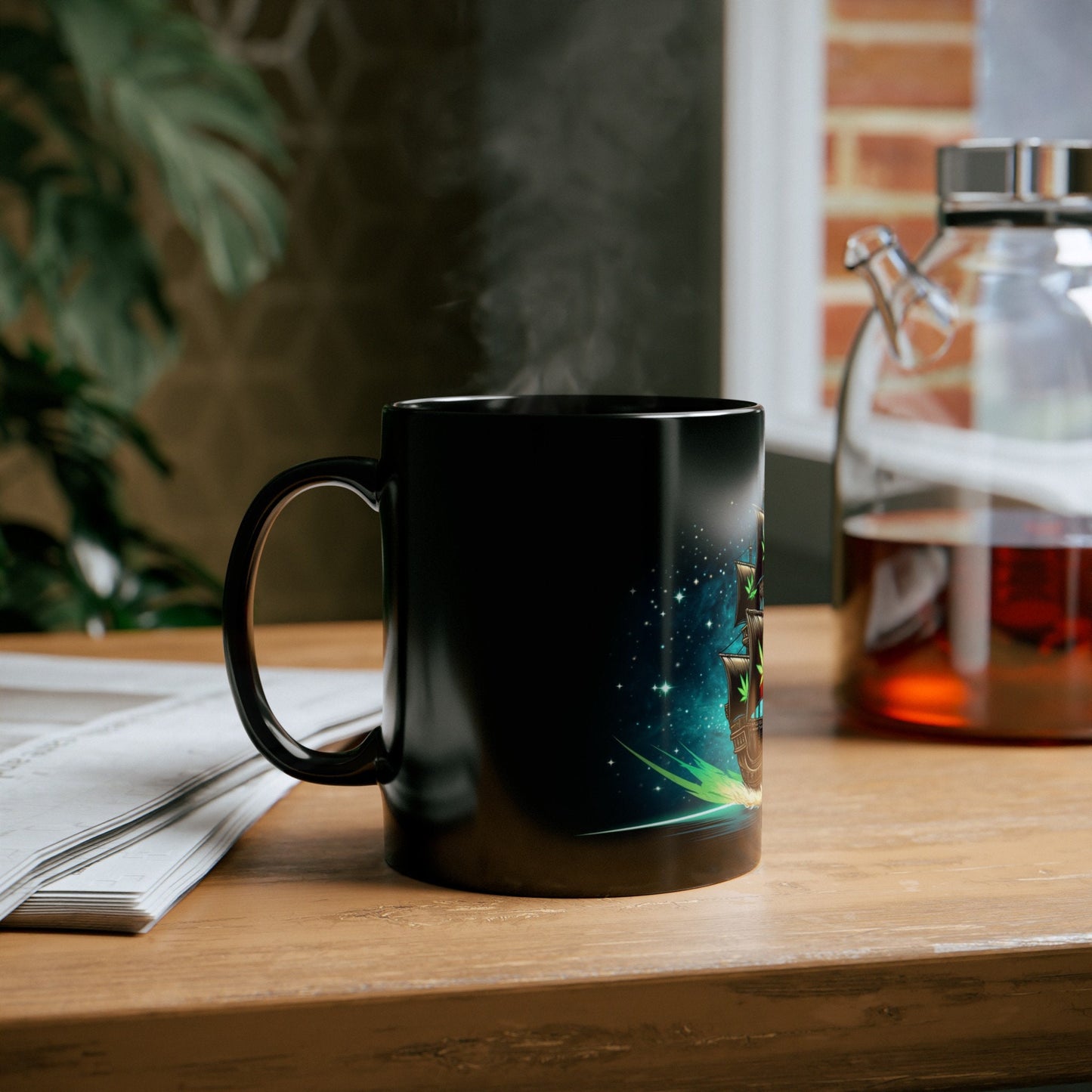 420 SPACE PIRATE - Weed Coffee Mug (11oz) BLACK
