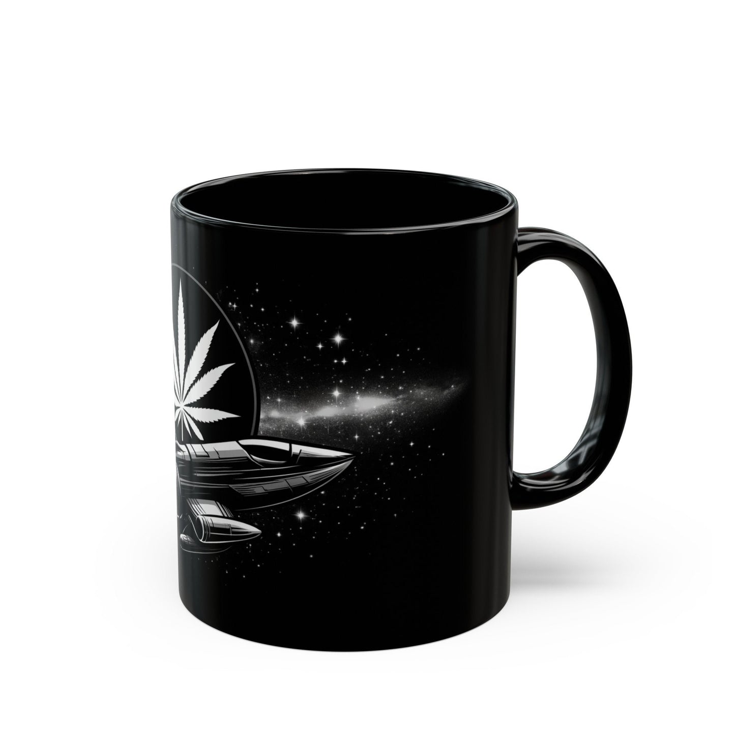 420 SPACESHIP MUG - Weed Coffee Mug (11oz) BLACK