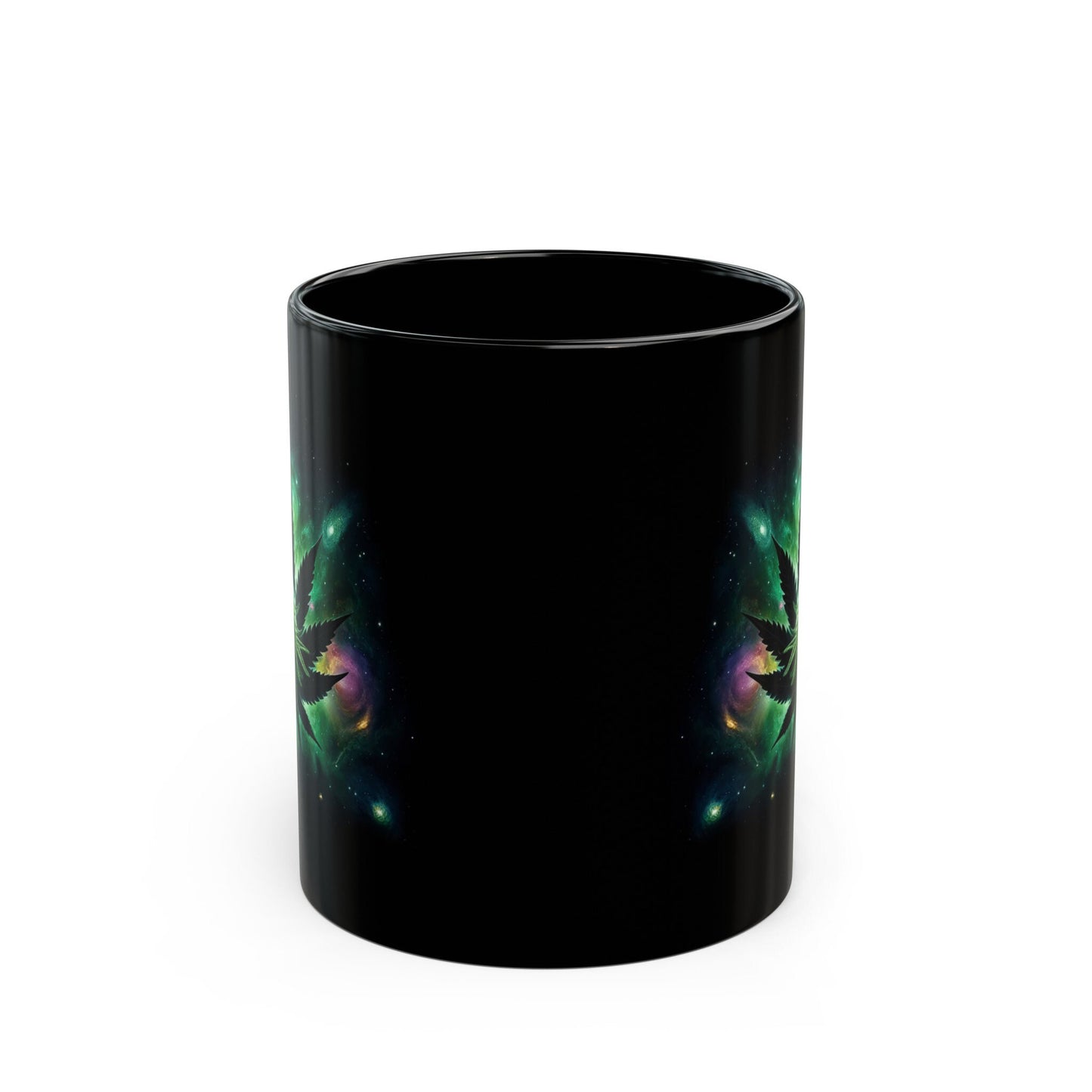 GALAXY WEED LEAF - Weed Coffee Mug (11oz) BLACK, Dual Sided