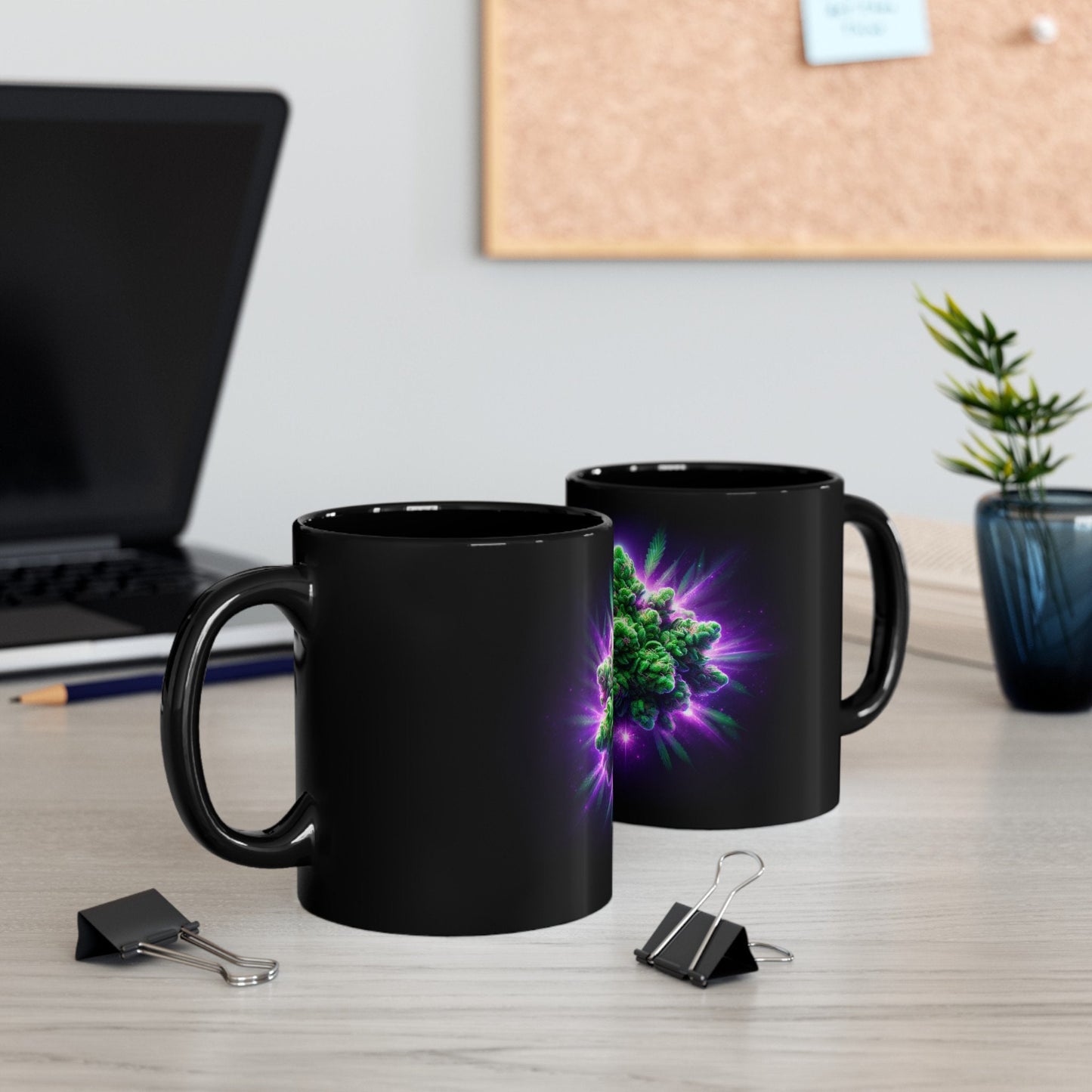 GLOWING WEED MUG - 420 Coffee Mug (11oz) BLACK