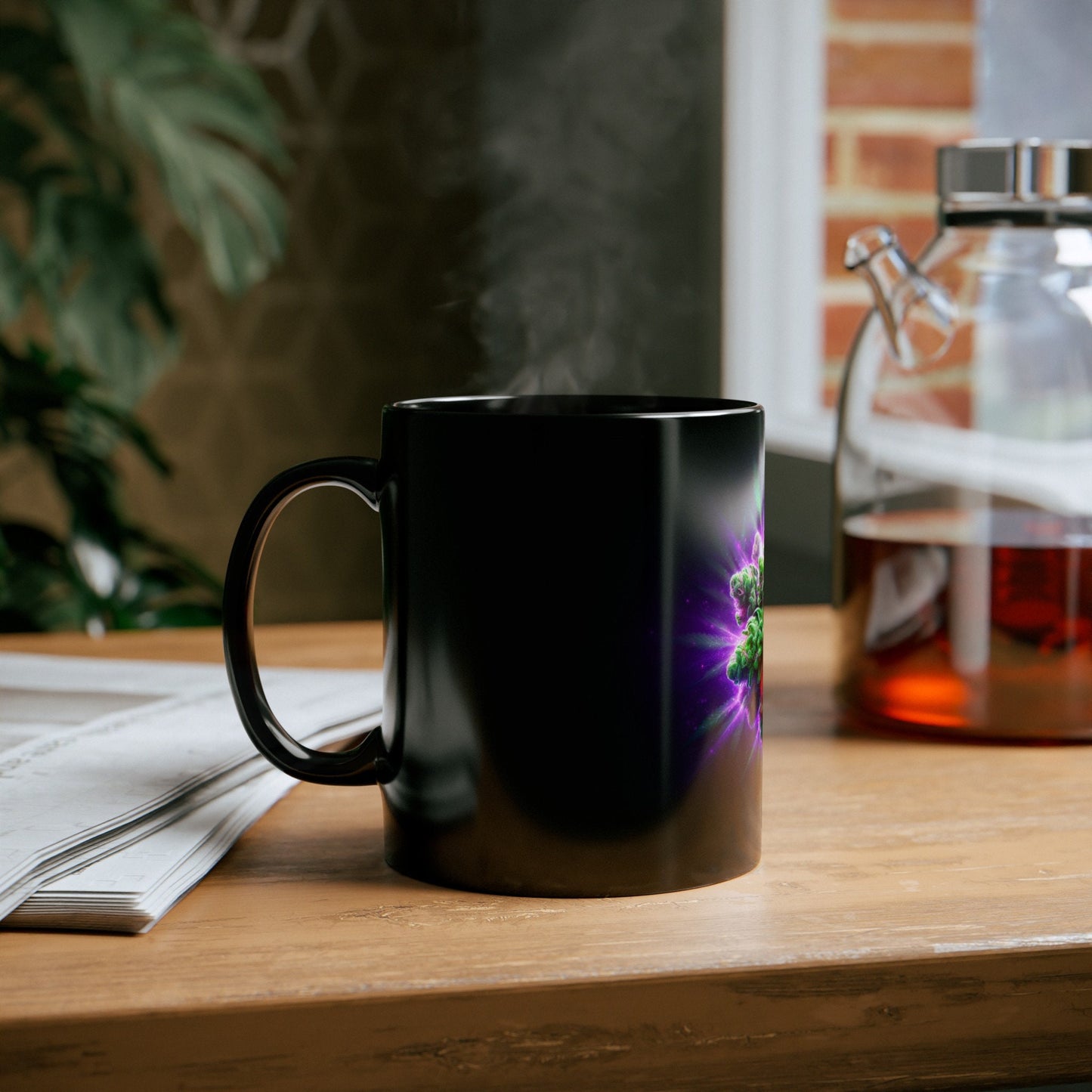 GLOWING WEED MUG - 420 Coffee Mug (11oz) BLACK