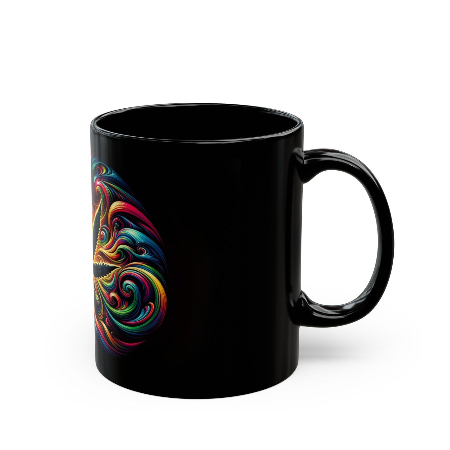 COLORFUL WEED LEAF - 420 Coffee Mug (11oz) BLACK