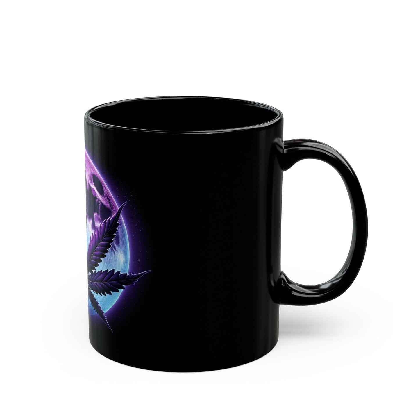 PURPLE LEAF MOONGLOW - Weed Coffee Mug (11oz) BLACK