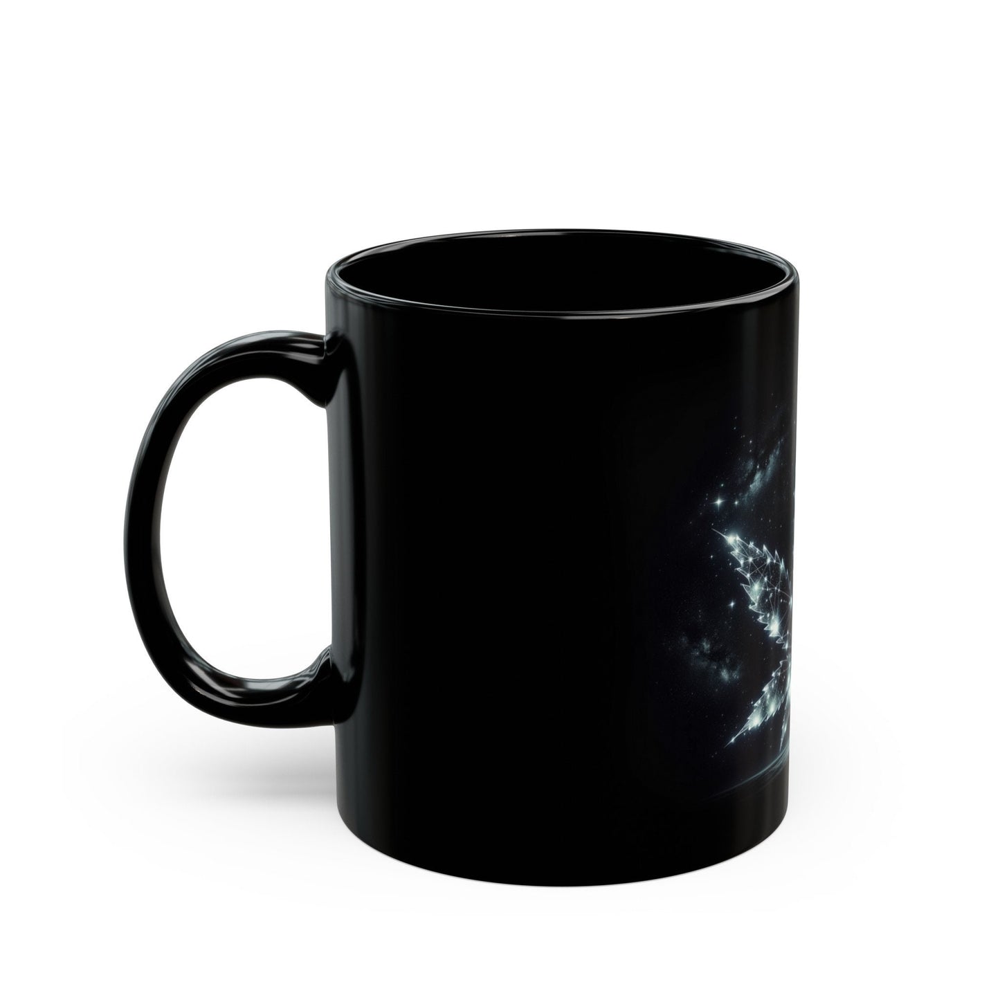 STARRY WEED LEAF - Weed Coffee Mug (11oz) BLACK