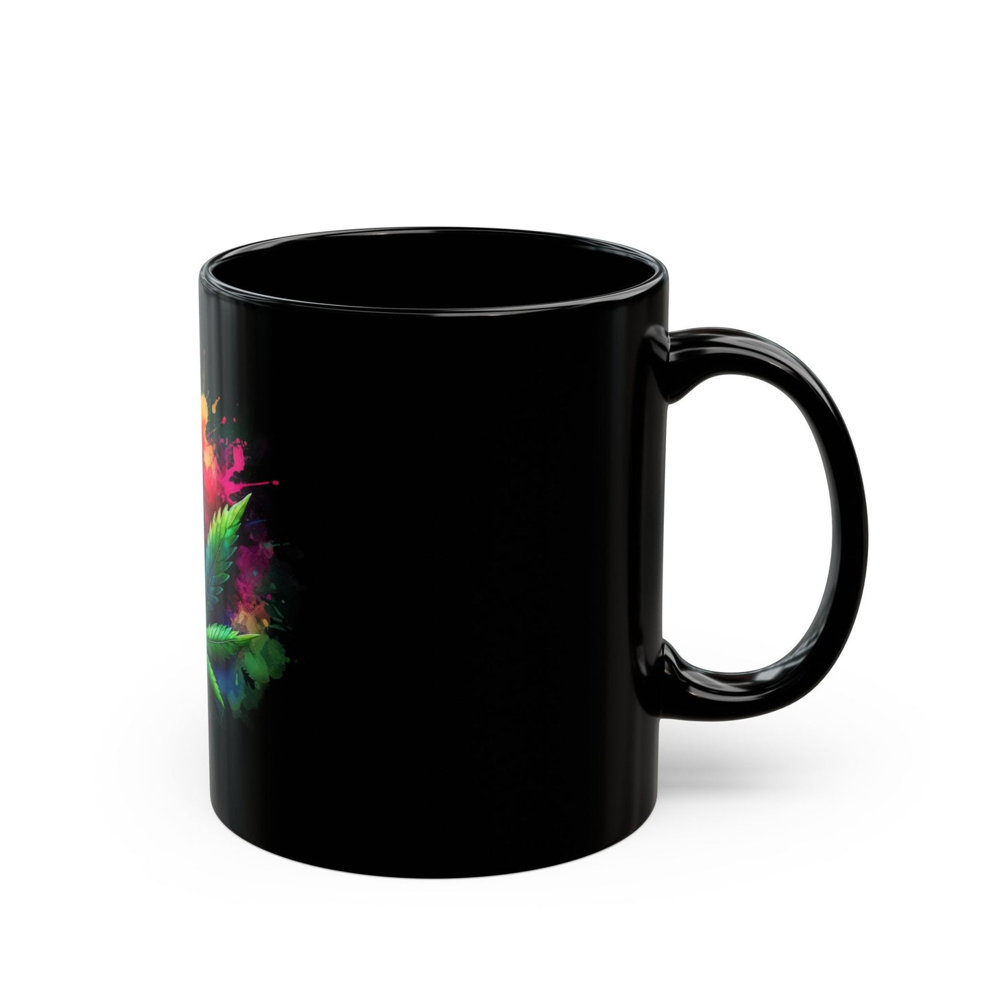 WATERCOLOR WEED LEAF - Weed Coffee Mug (11oz) BLACK