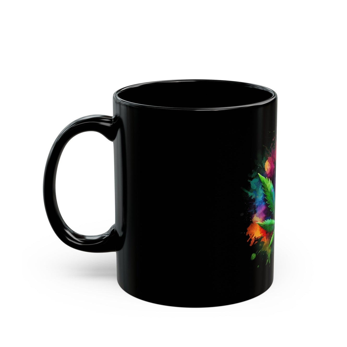 WATERCOLOR WEED LEAF - Weed Coffee Mug (11oz) BLACK