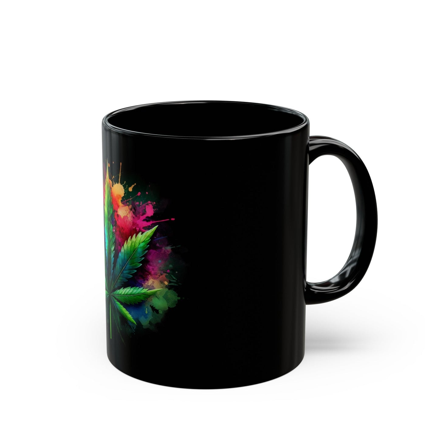 WATERCOLOR WEED LEAF - Weed Coffee Mug (11oz) BLACK
