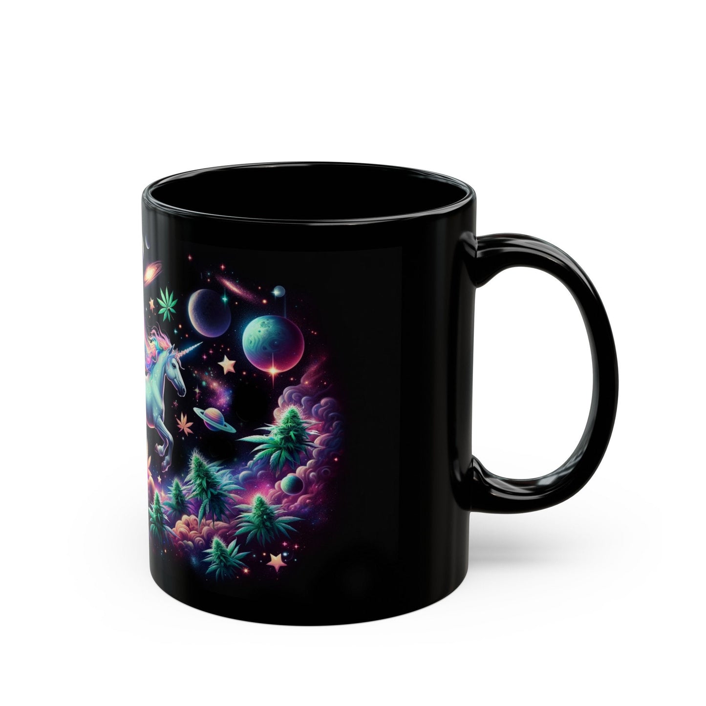 420 SPACE UNICORN MUG - Weed Mug (11oz) BLACK