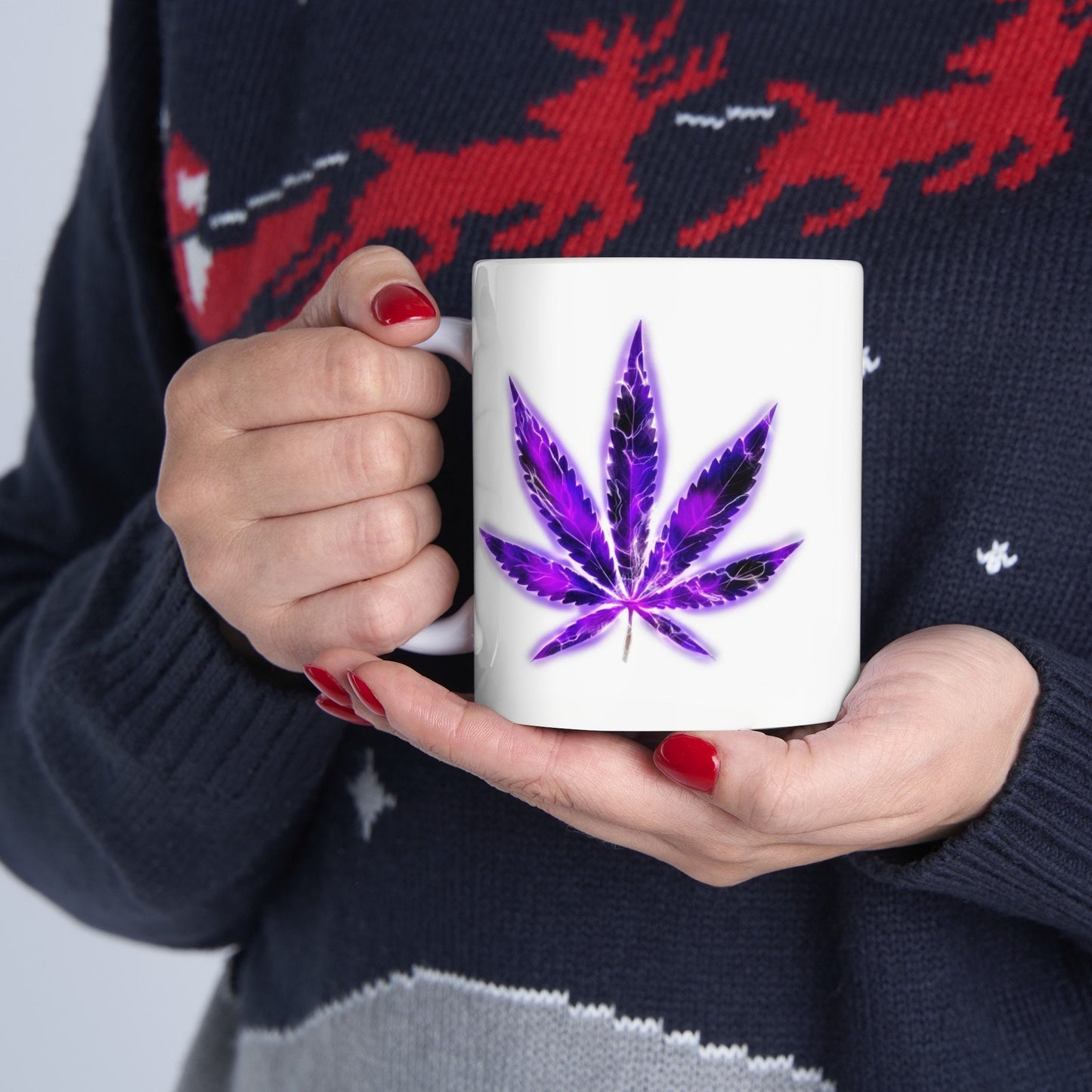 ELECTRIC PURPLE LEAF - Coffee Weed Mug (11oz) Dual Sided