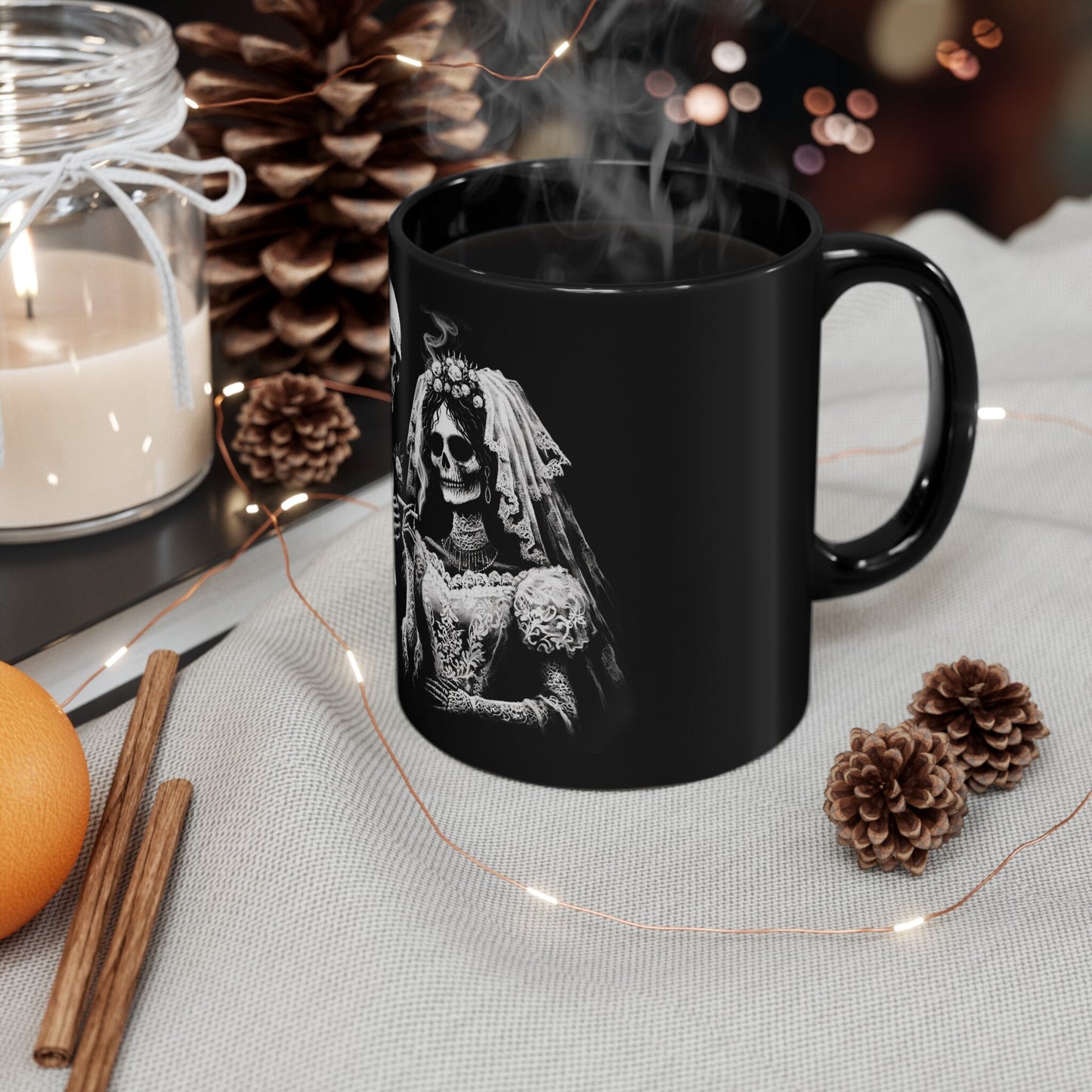 SKELETON COUPLE - Weed Coffee Mug (11oz) BLACK