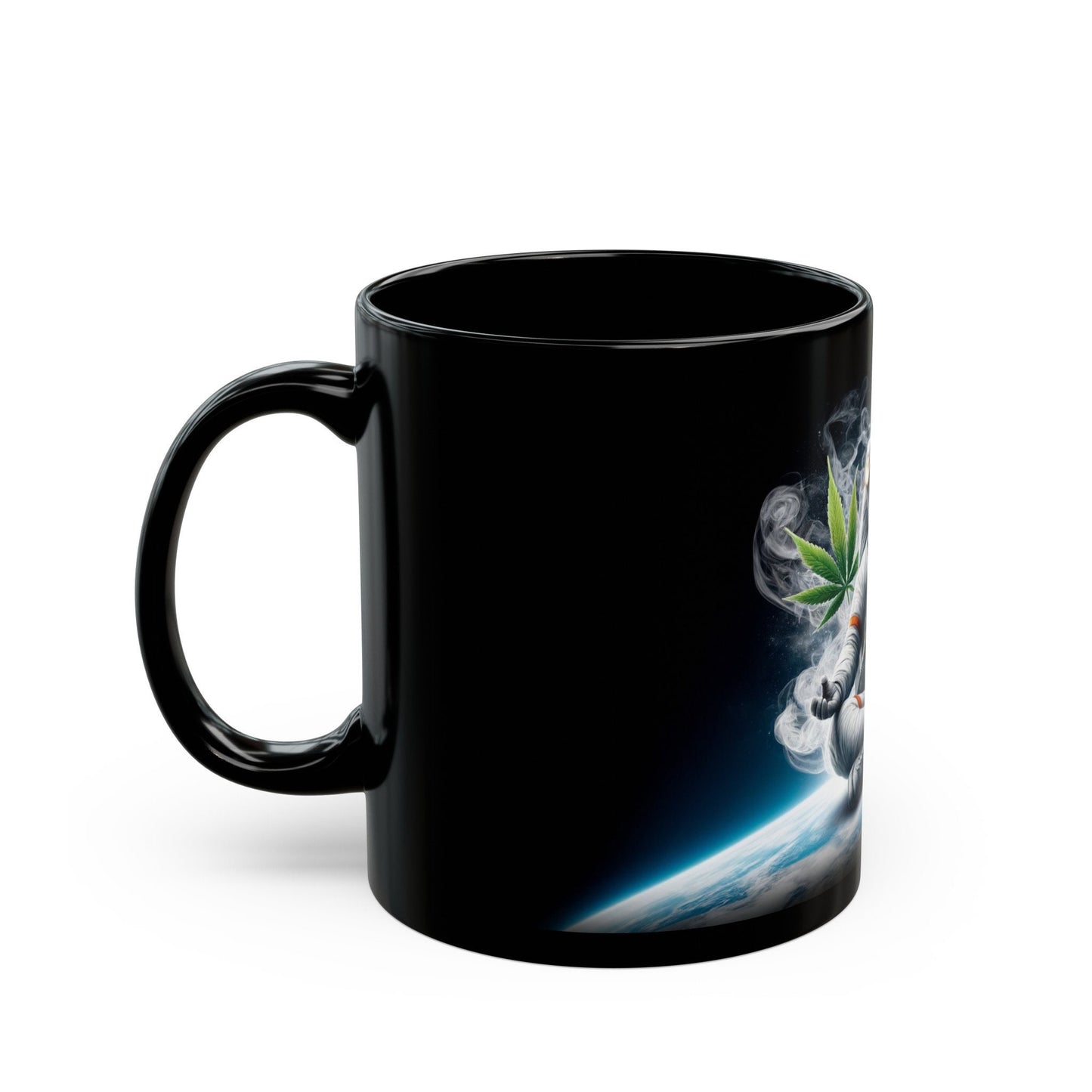 MEDITATING ASTRONAUT - Weed Coffee Mug (11oz) BLACK