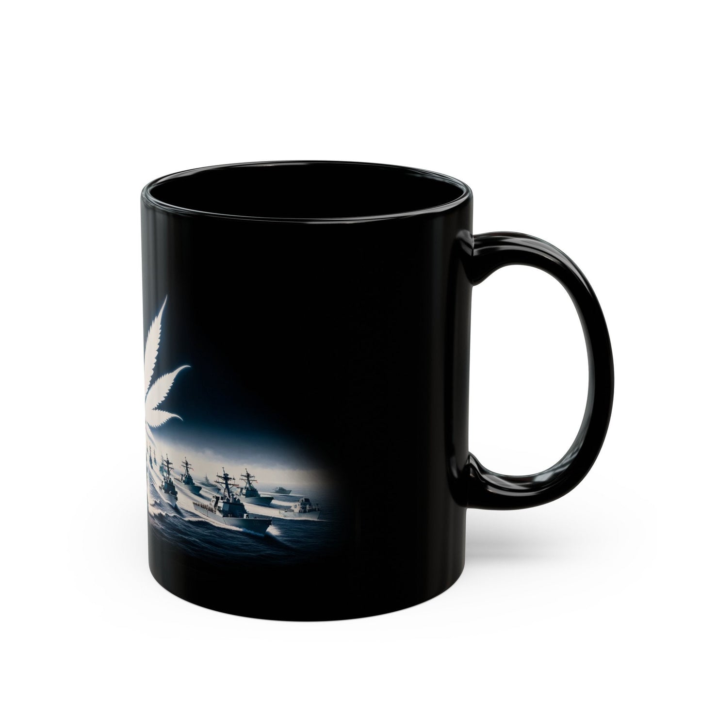 NAVY WEED MUG - Weed Coffee Mug (11oz) BLACK