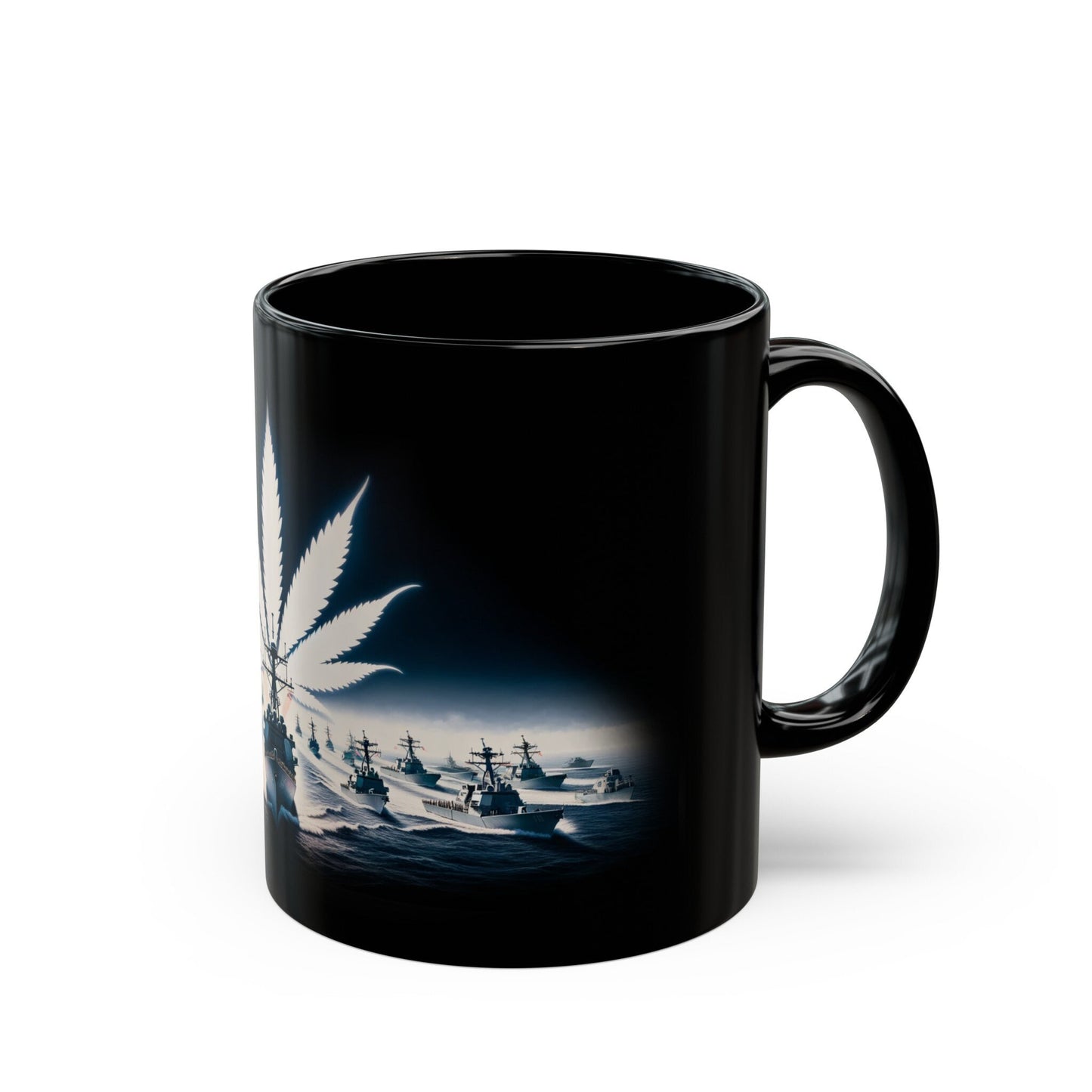 NAVY WEED MUG - Weed Coffee Mug (11oz) BLACK