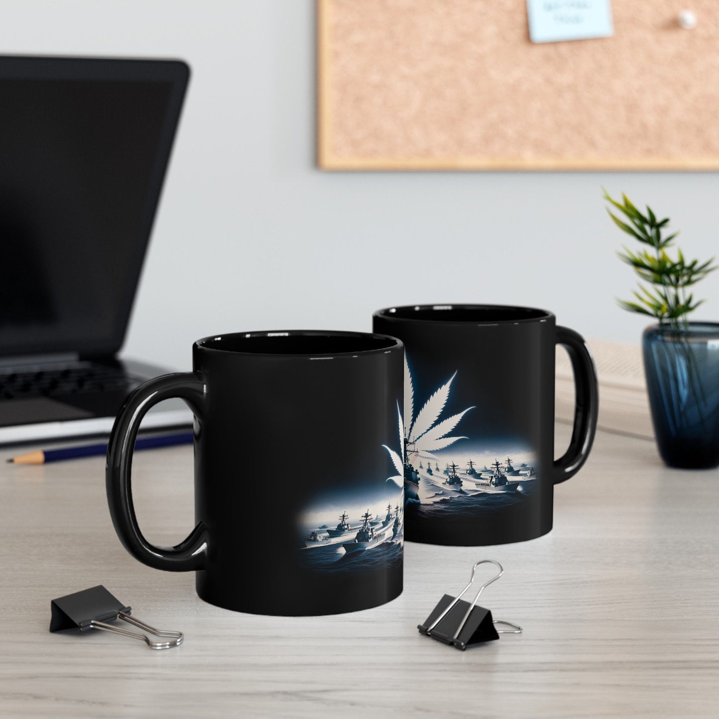 NAVY WEED MUG - Weed Coffee Mug (11oz) BLACK