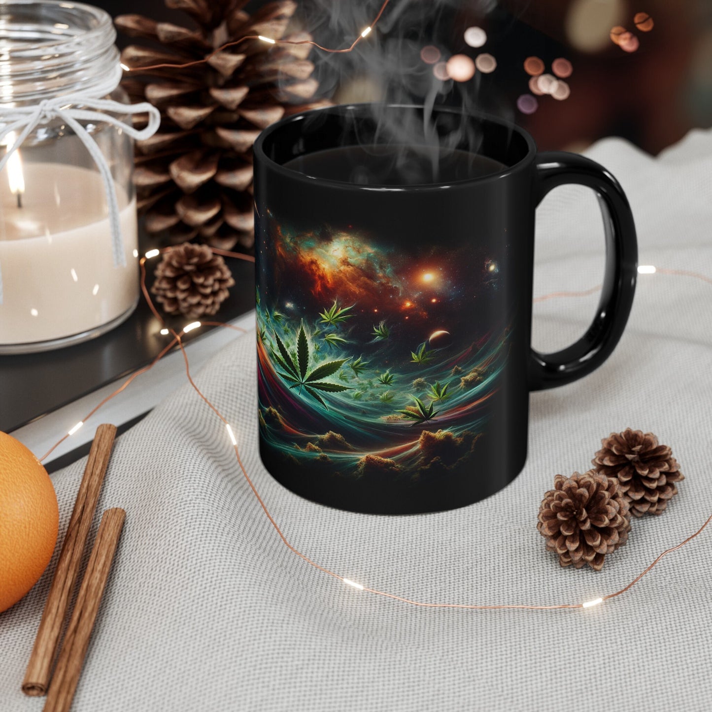 COSMIC WEED MUG - Weed Coffee Mug (11oz) BLACK