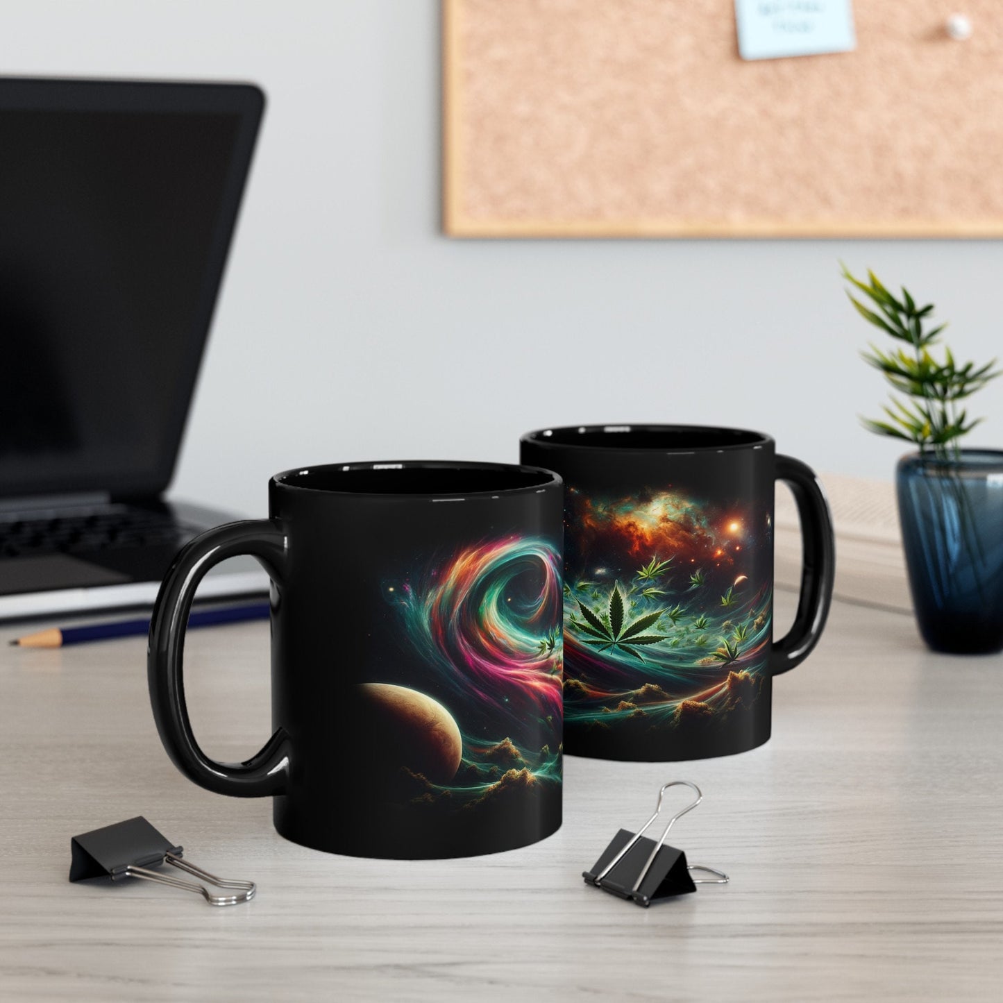 COSMIC WEED MUG - Weed Coffee Mug (11oz) BLACK