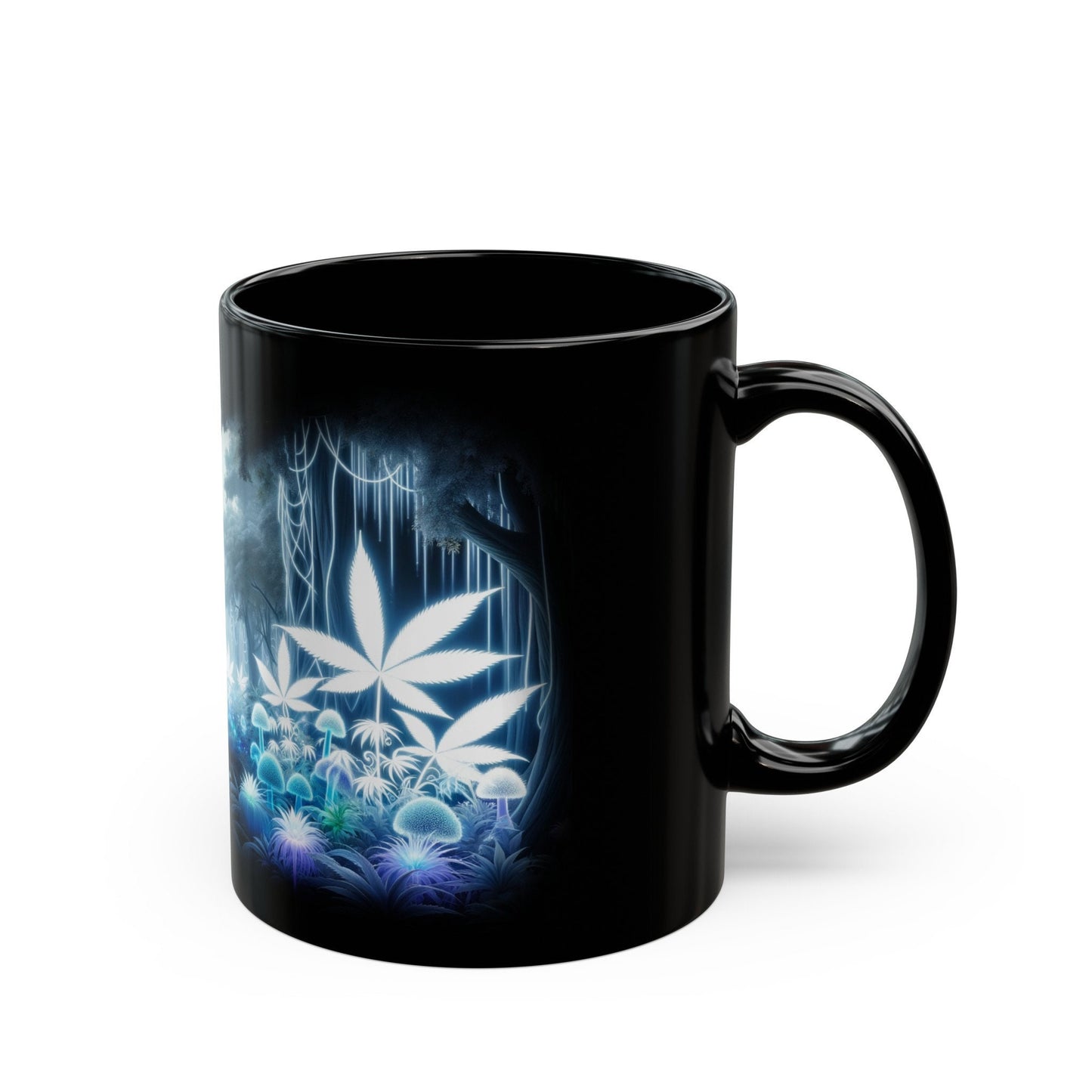 WEED SHROOM FOREST - 420 Shroom Coffee Mug (11oz) BLACK
