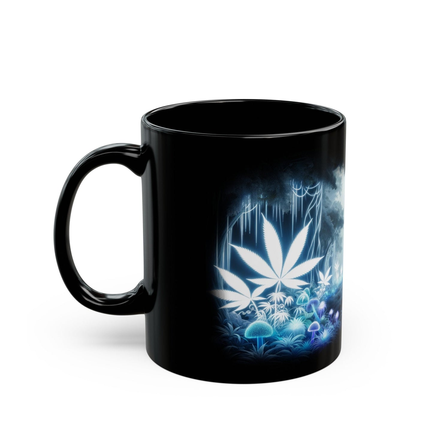 WEED SHROOM FOREST - 420 Shroom Coffee Mug (11oz) BLACK