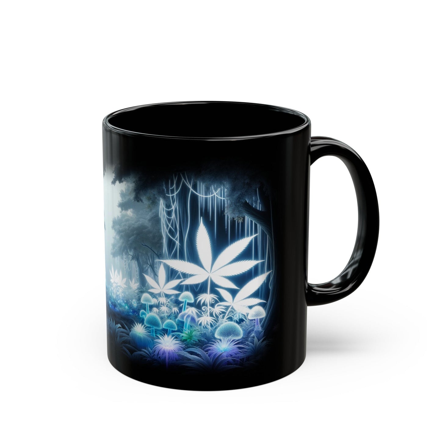WEED SHROOM FOREST - 420 Shroom Coffee Mug (11oz) BLACK