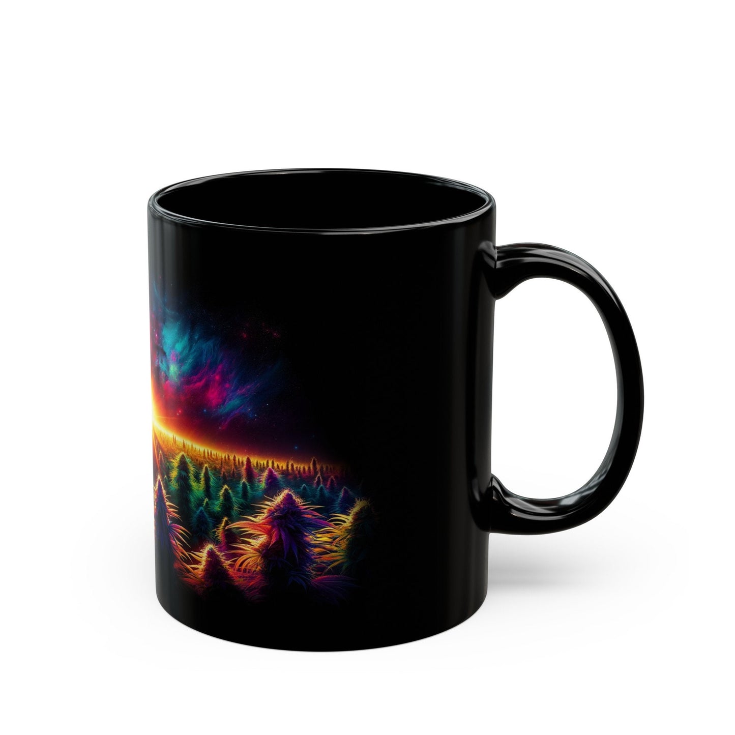 420 COSMIC SUNRISE - Weed Coffee Mug (11oz) BLACK