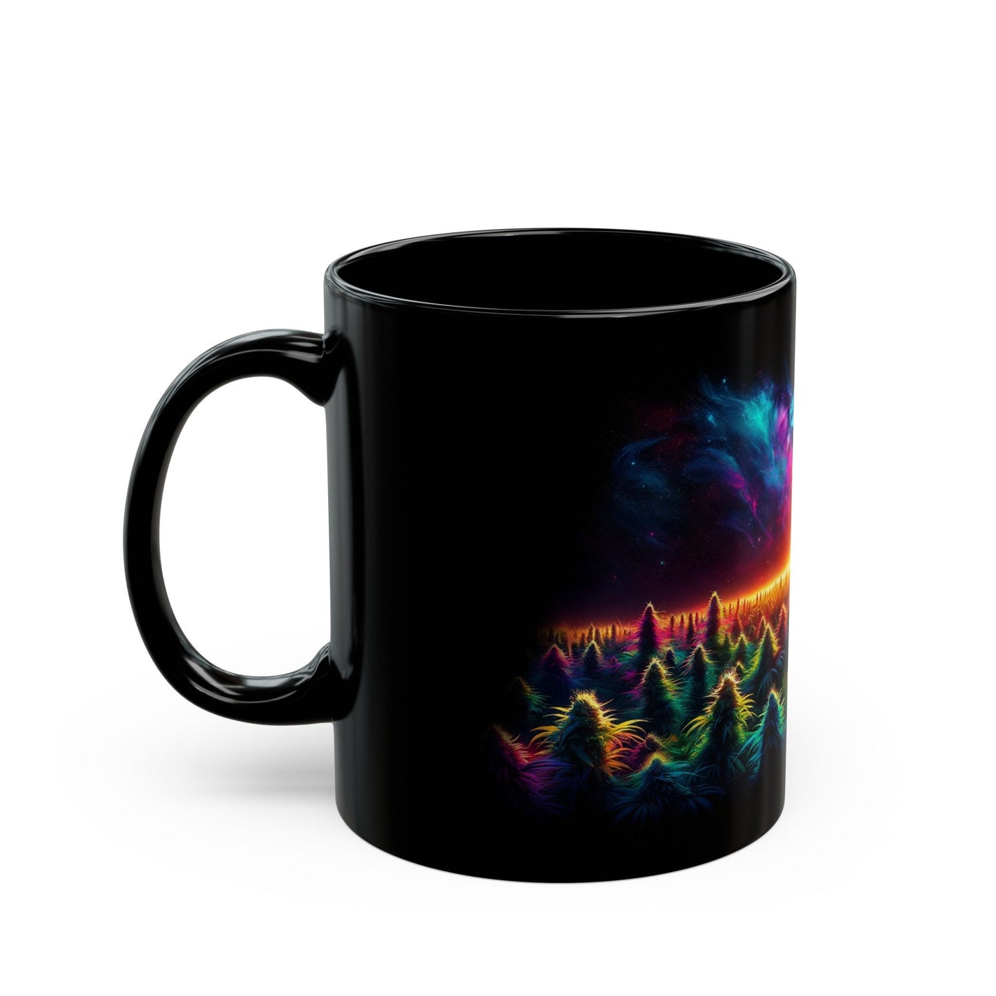 420 COSMIC SUNRISE - Weed Coffee Mug (11oz) BLACK