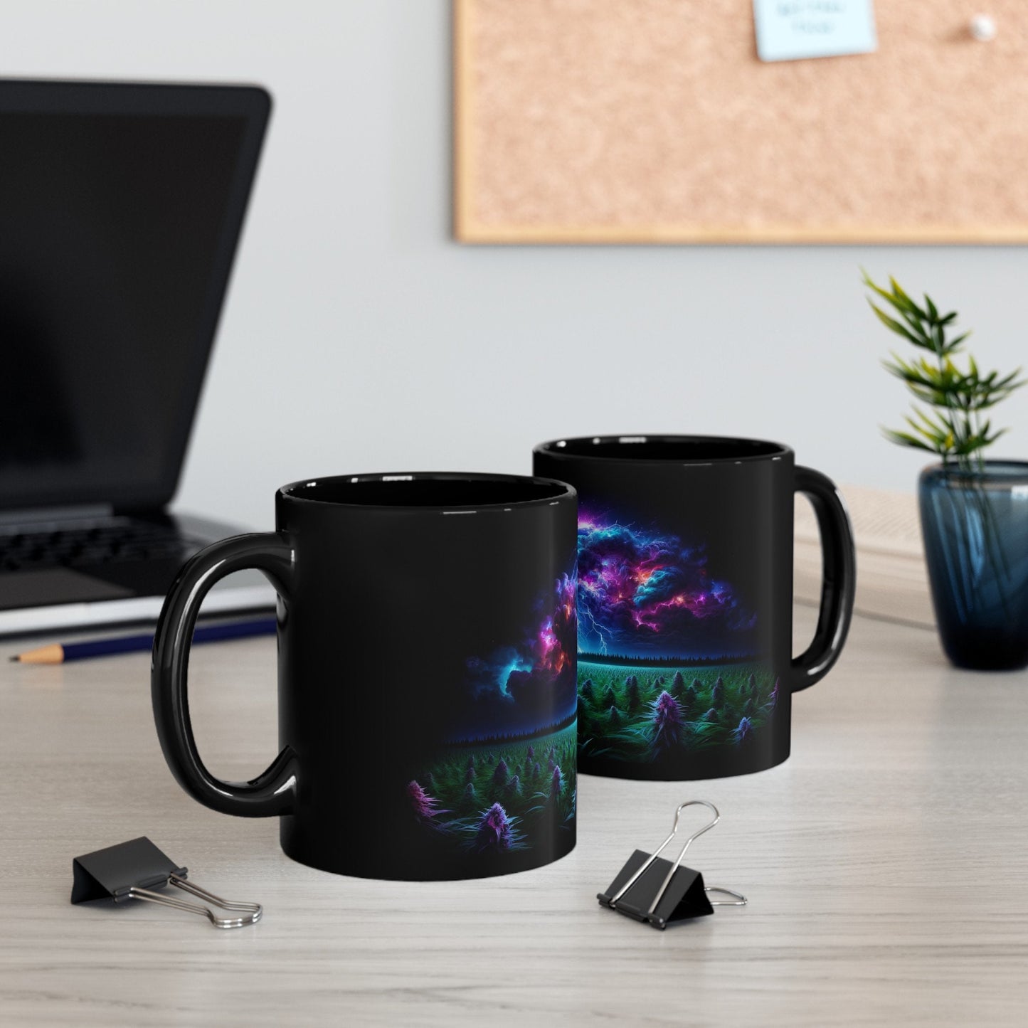 COSMIC WEED FIELD - Weed Coffee Mug (11oz) BLACK
