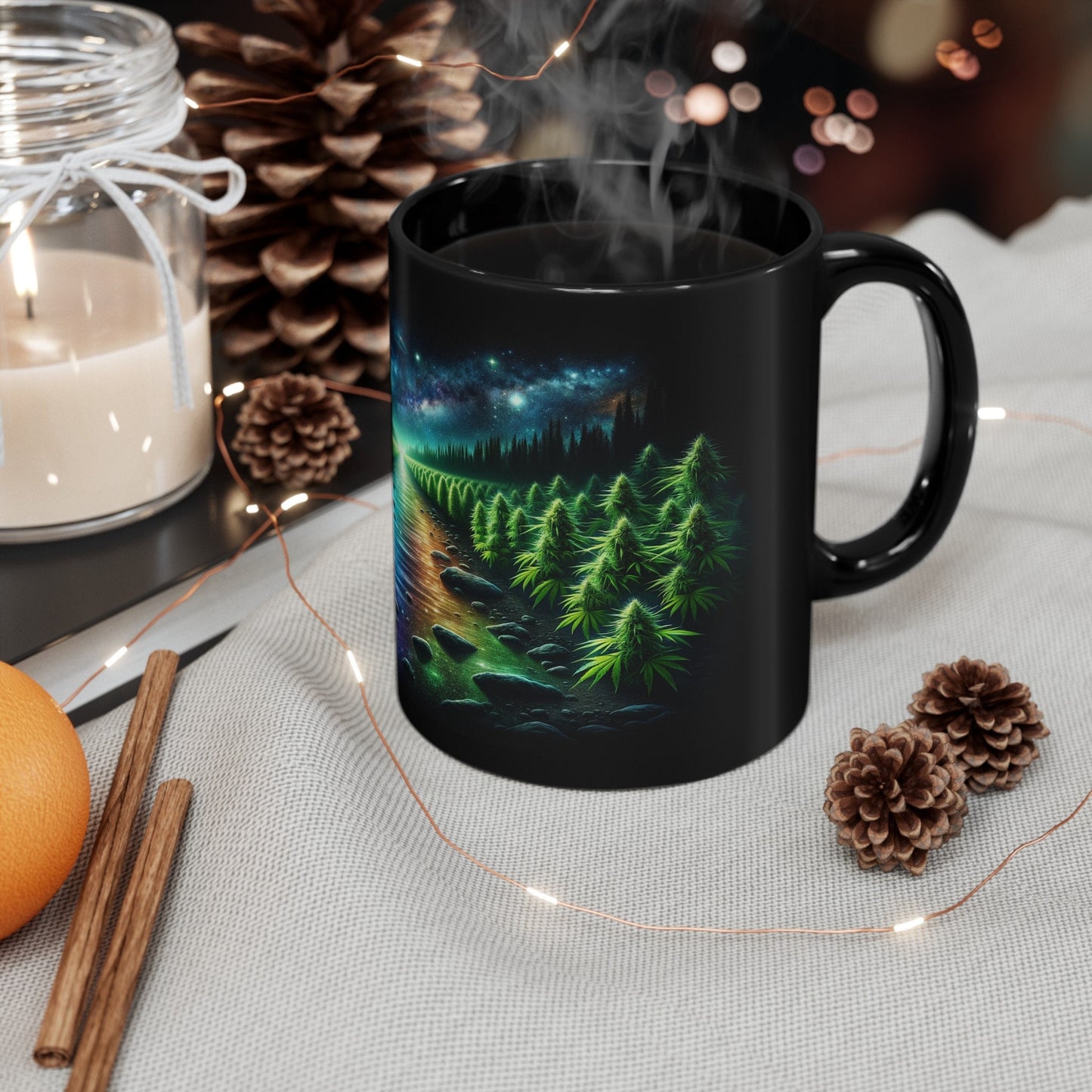 COSMIC RIVER MUG - Weed Coffee Mug (11oz) BLACK