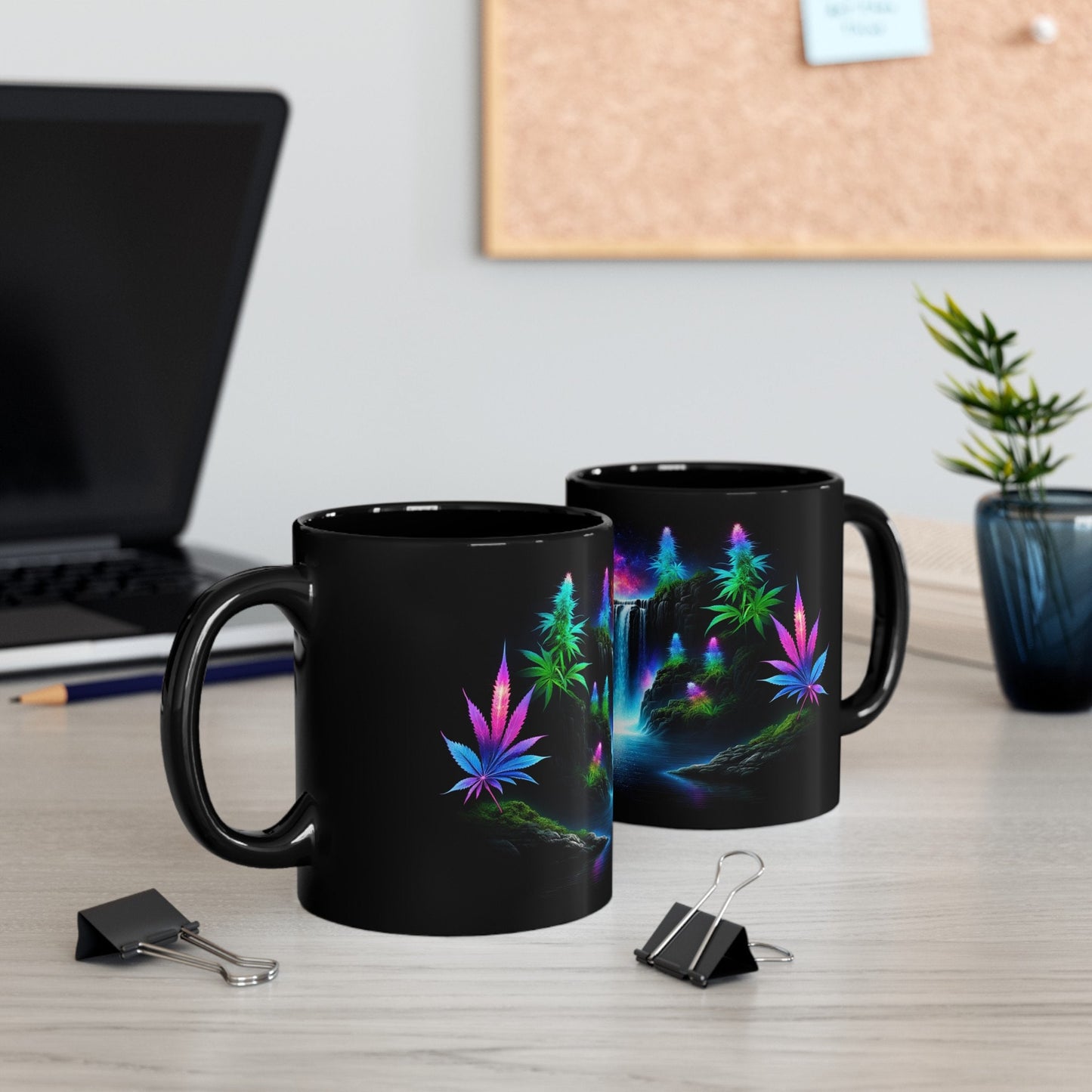 420 SPACE WATERFALL - Weed Coffee Mug (11oz) BLACK