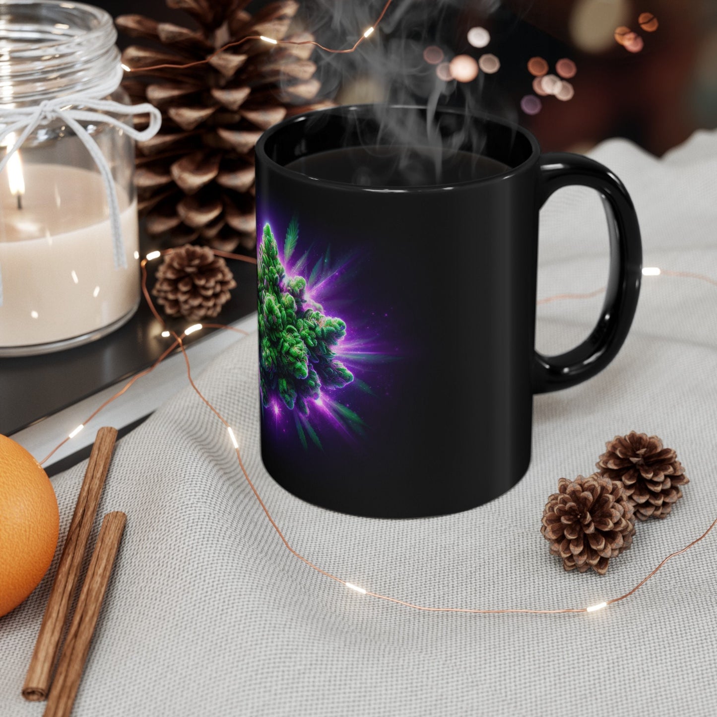 GLOWING WEED MUG - 420 Coffee Mug (11oz) BLACK