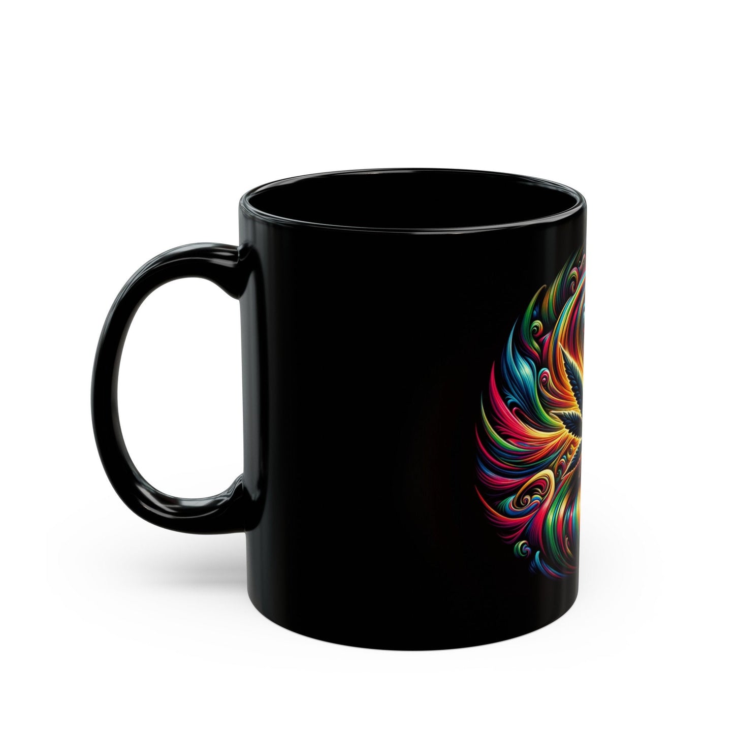 COLORFUL WEED LEAF - 420 Coffee Mug (11oz) BLACK