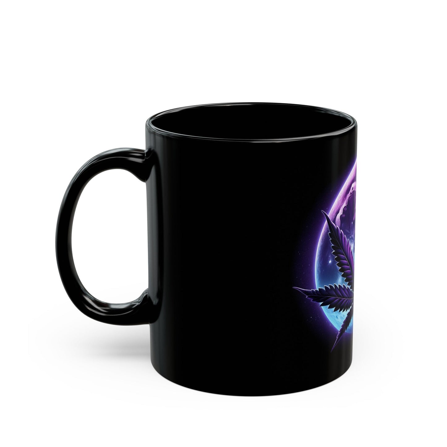 PURPLE LEAF MOONGLOW - Weed Coffee Mug (11oz) BLACK
