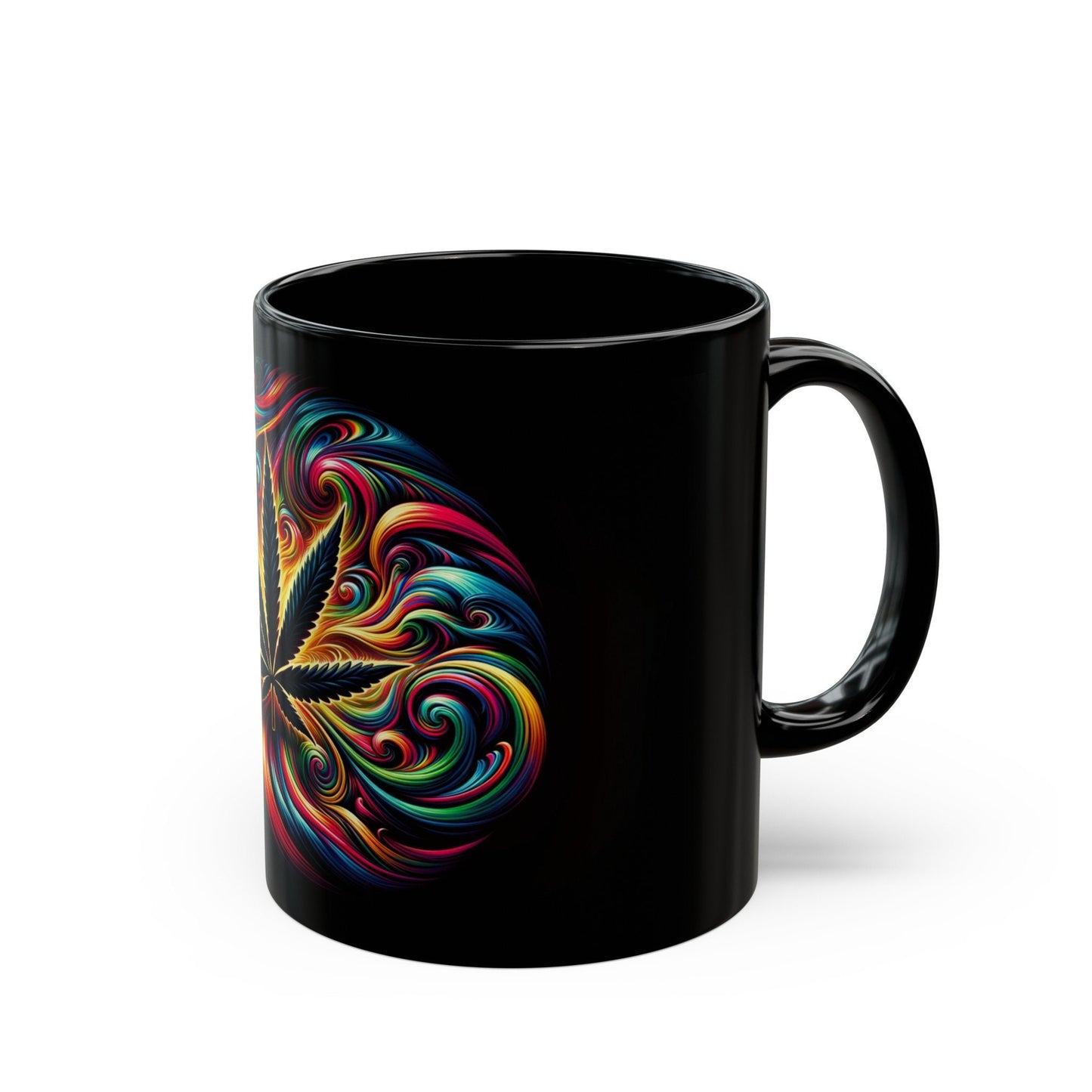 COLORFUL WEED LEAF - 420 Coffee Mug (11oz) BLACK