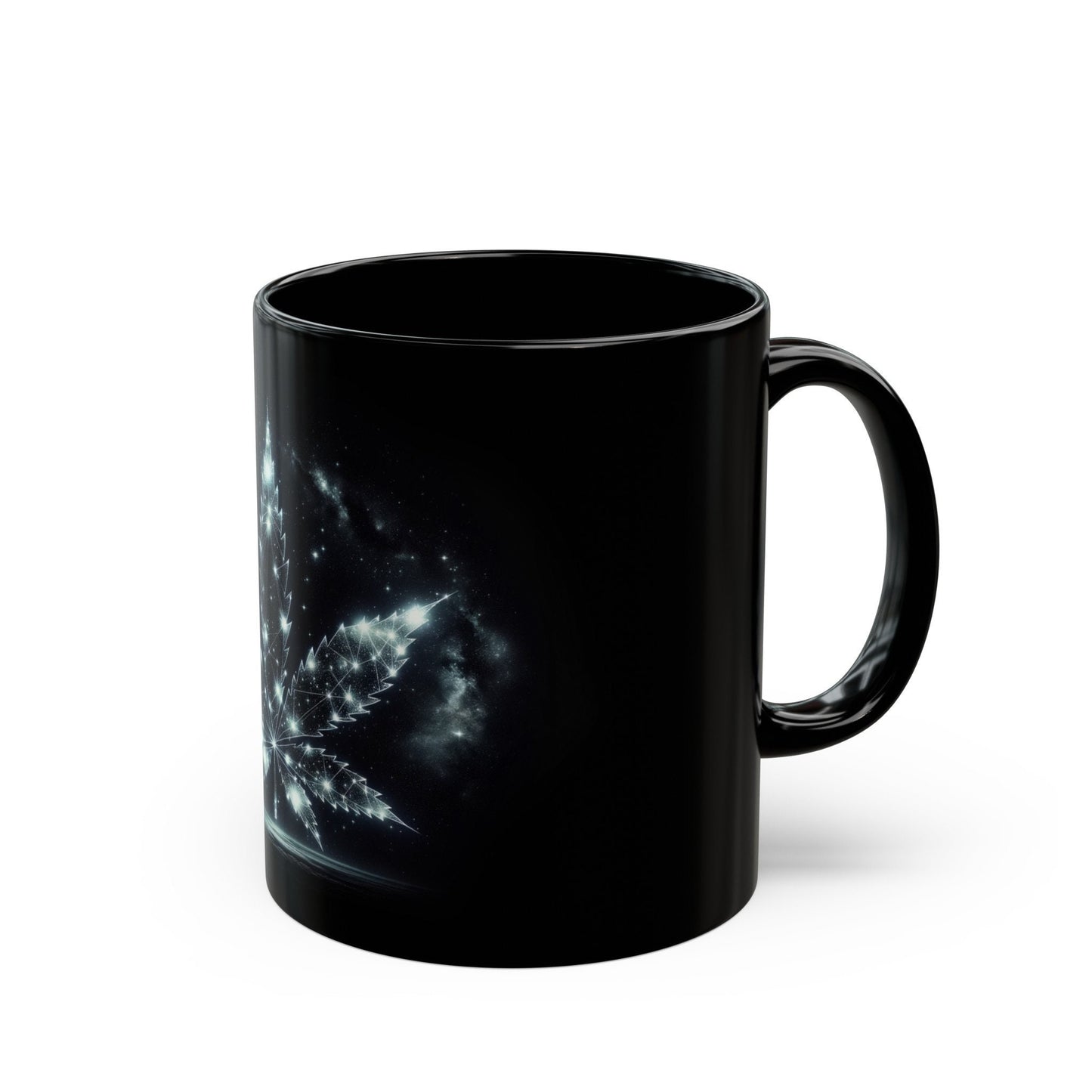 STARRY WEED LEAF - Weed Coffee Mug (11oz) BLACK