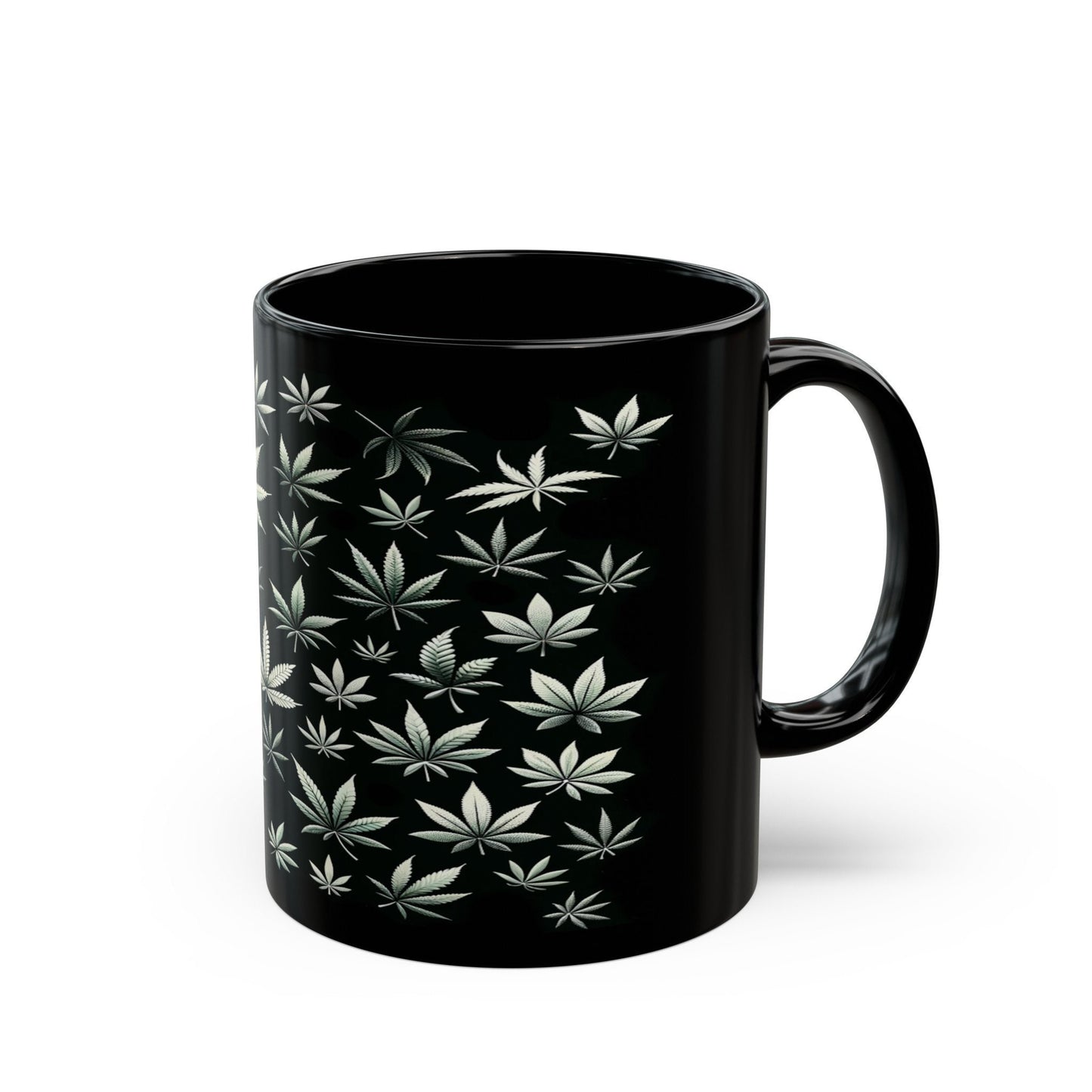 WEED LEAVES MUG - Weed Coffee Mug (11oz) BLACK