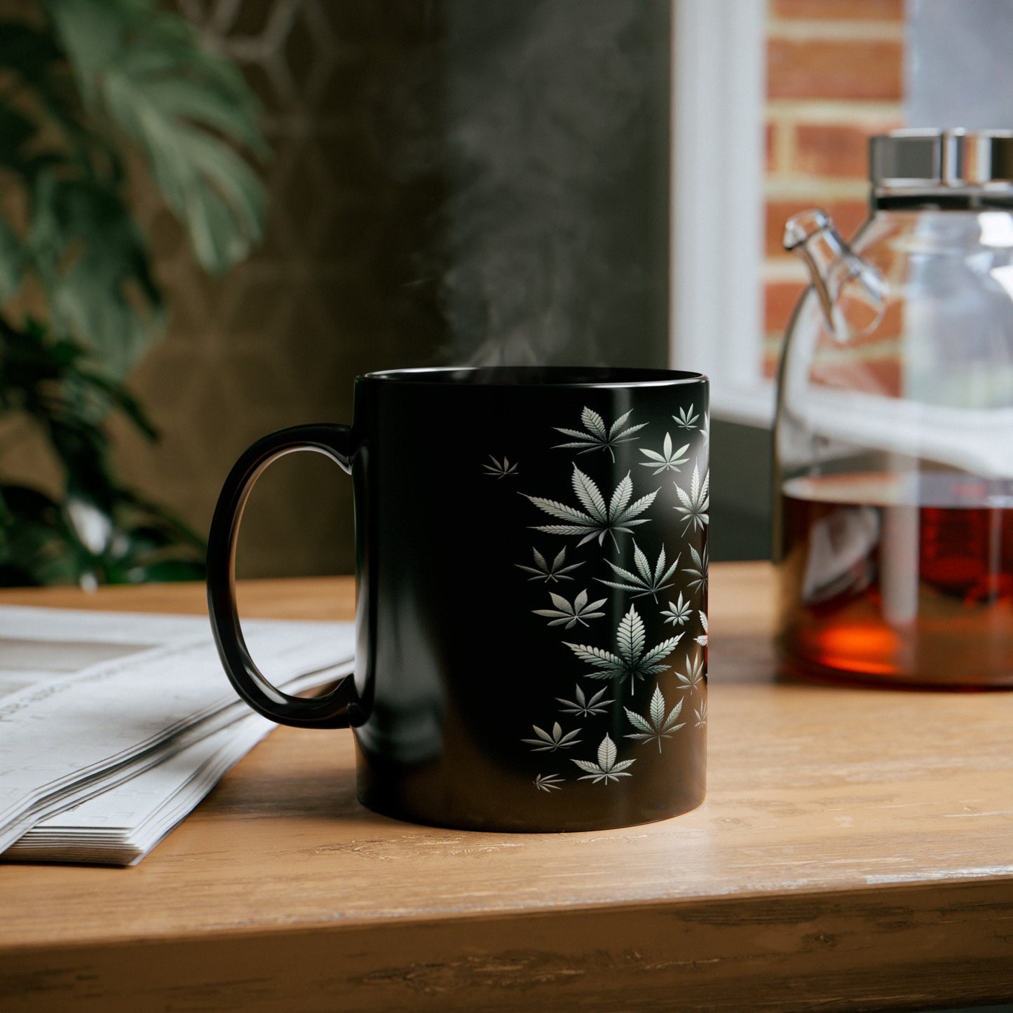 WEED LEAVES MUG - Weed Coffee Mug (11oz) BLACK