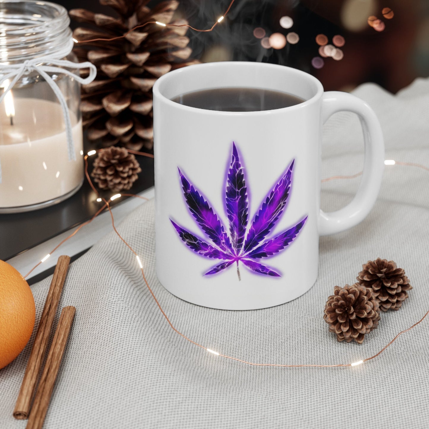 ELECTRIC PURPLE LEAF - Coffee Weed Mug (11oz) Dual Sided