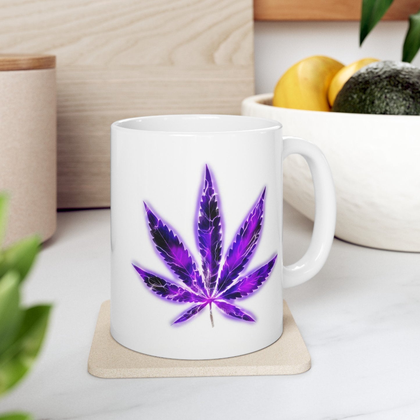 ELECTRIC PURPLE LEAF - Coffee Weed Mug (11oz) Dual Sided