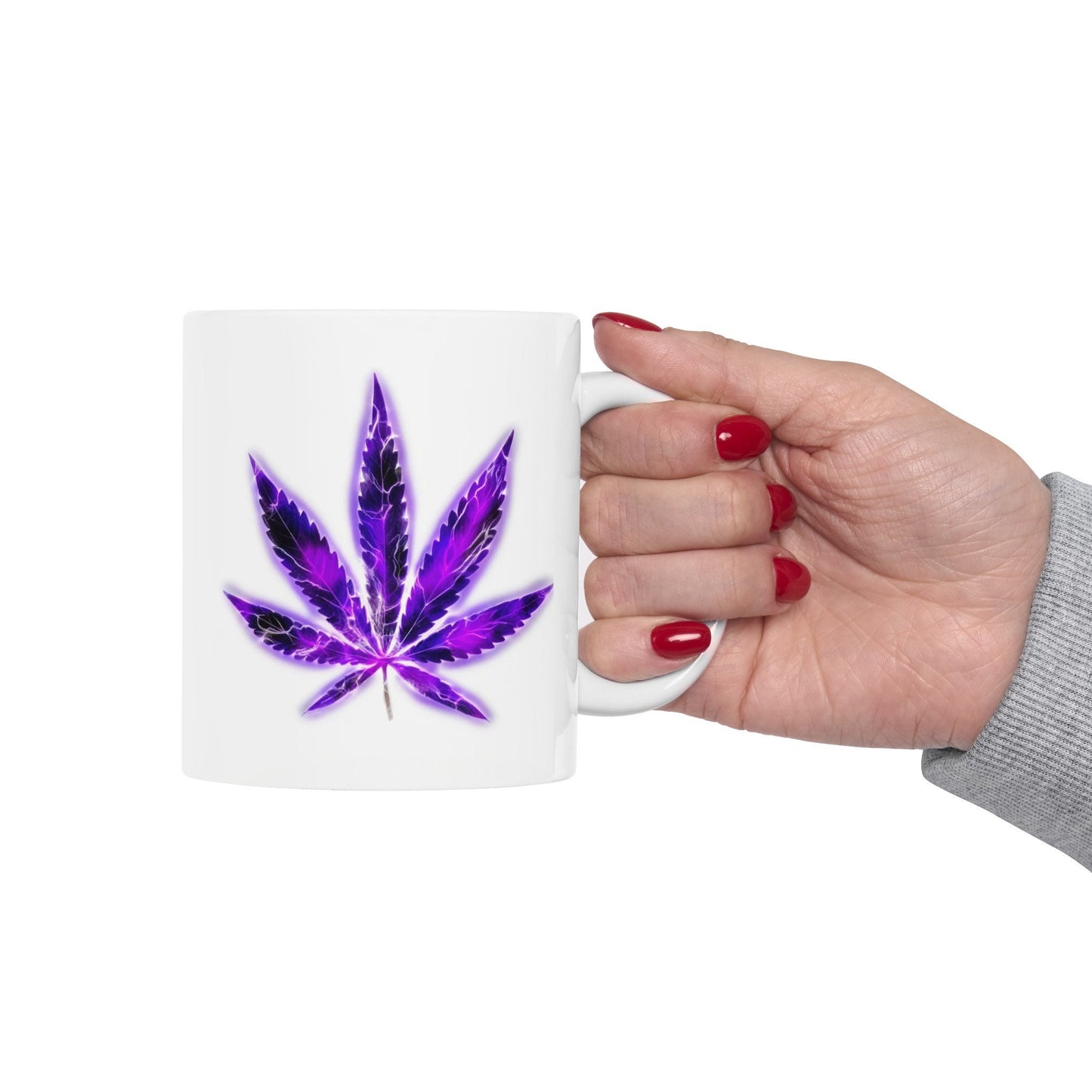 ELECTRIC PURPLE LEAF - Coffee Weed Mug (11oz) Dual Sided